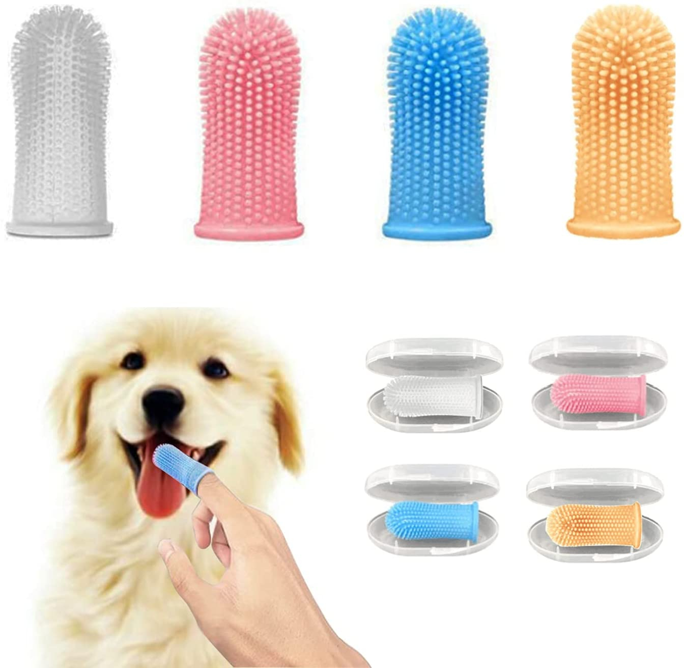 Foto 1 | Juego De Cepillos De Dientes Para Perros Jieyou Fingerling, Silicona Reutilizable (4 Unidades) - Venta Internacional.