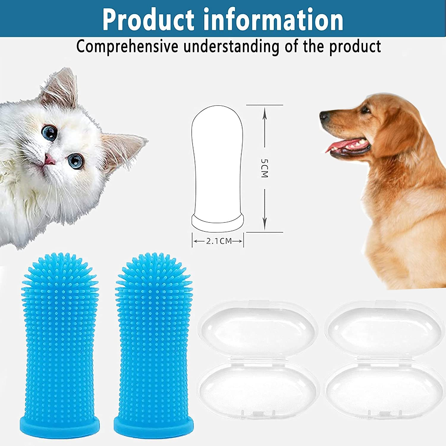 Foto 2 | Juego De Cepillos De Dientes Para Perros Jieyou Fingerling, Silicona Reutilizable (4 Unidades) - Venta Internacional.