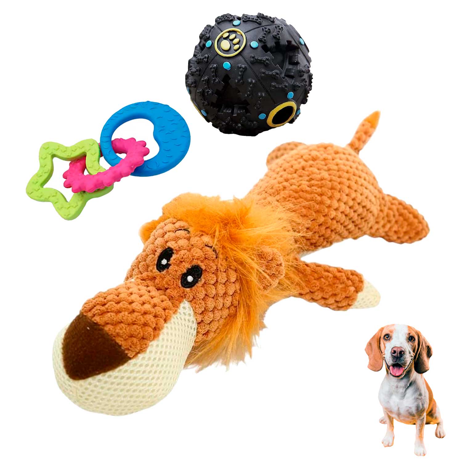 Juguetes para Perro 3 Piezas Peluche Bola con Sonido Mordedera Resistentes