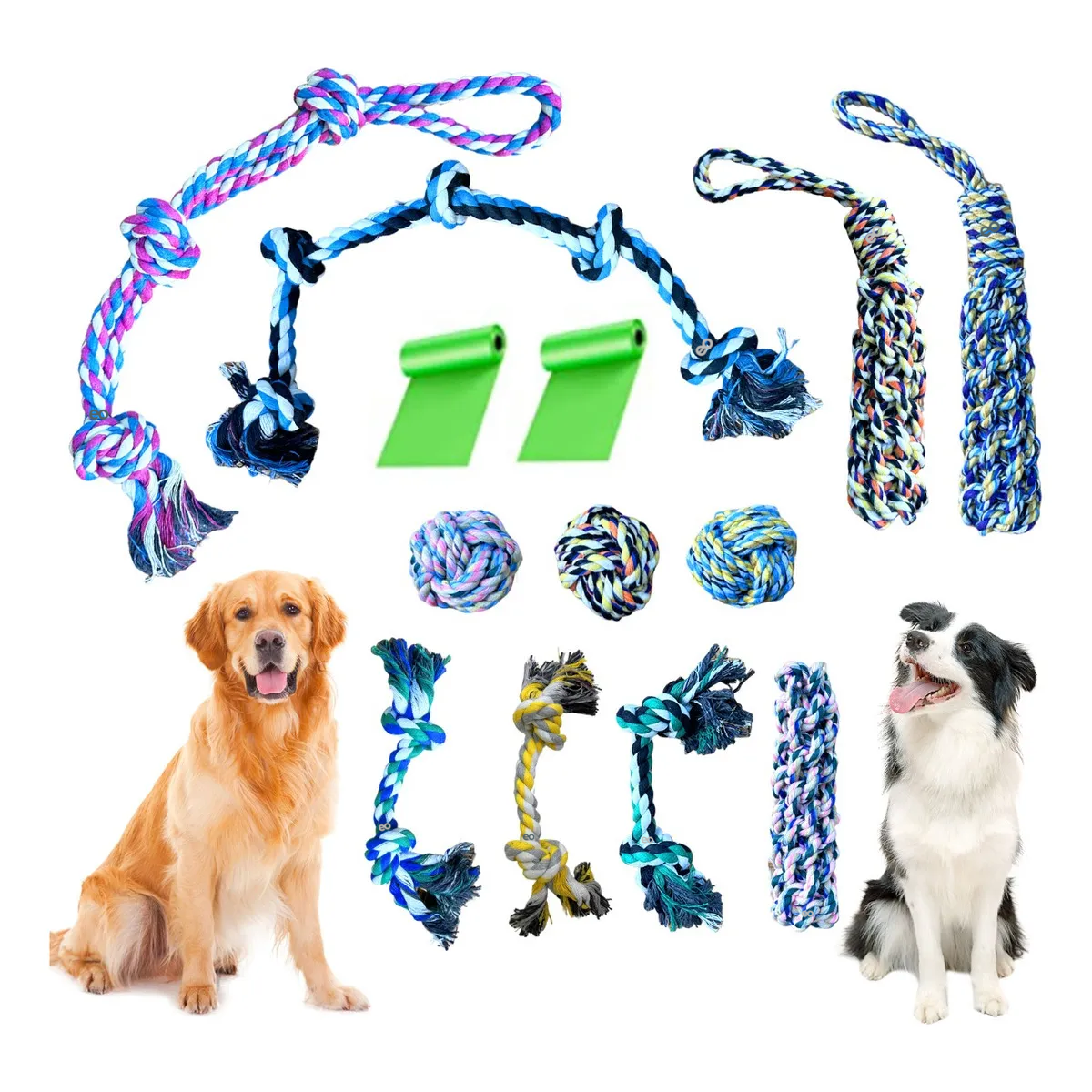 Juguetes Cuerda Para Perro,13 Piezas Chillones Y Resistentes Eo Safe Imports Esi-18722 Multicolor