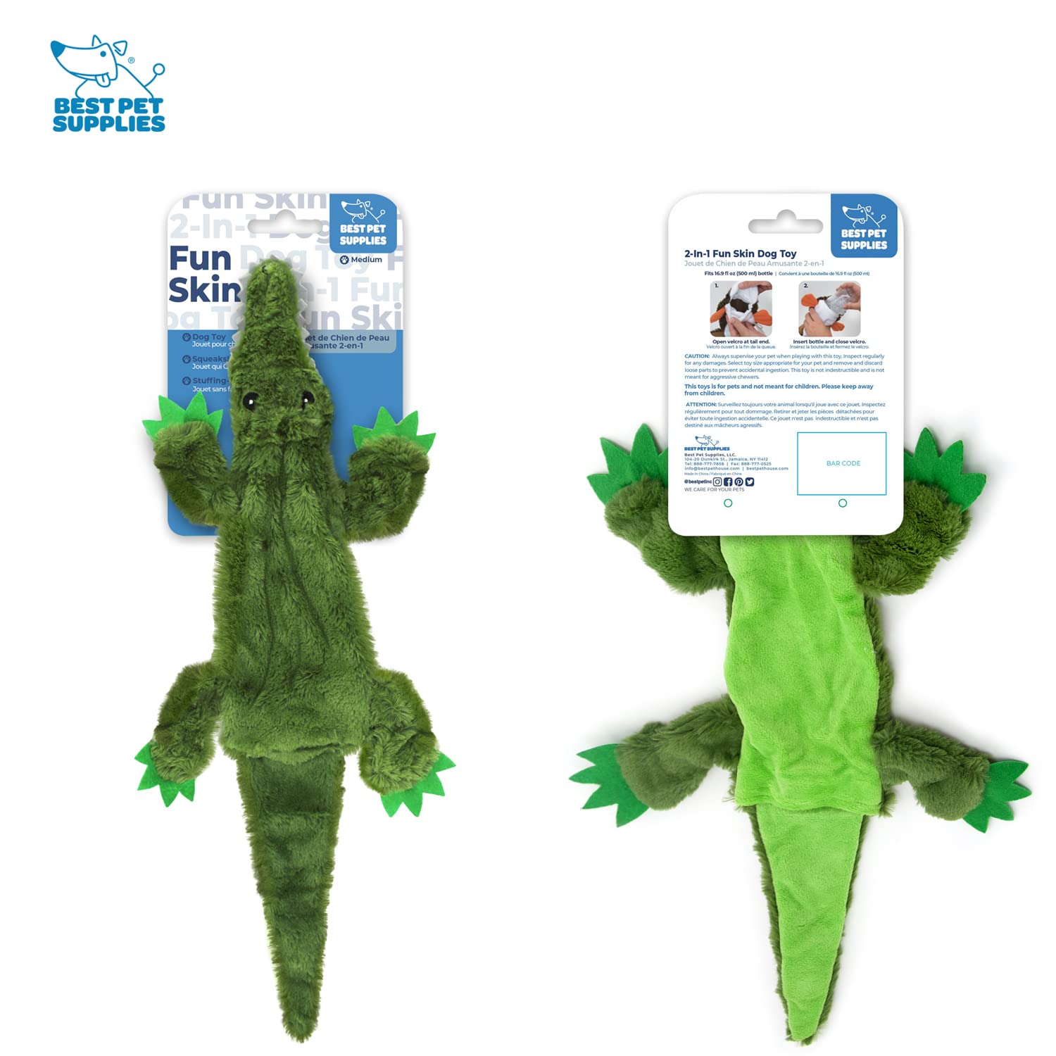 Foto 5 pulgar | Juguete Para Perros Best Pet Supplies 2 En 1, Caimán Rechinante Y Sin Relleno - Venta Internacional.