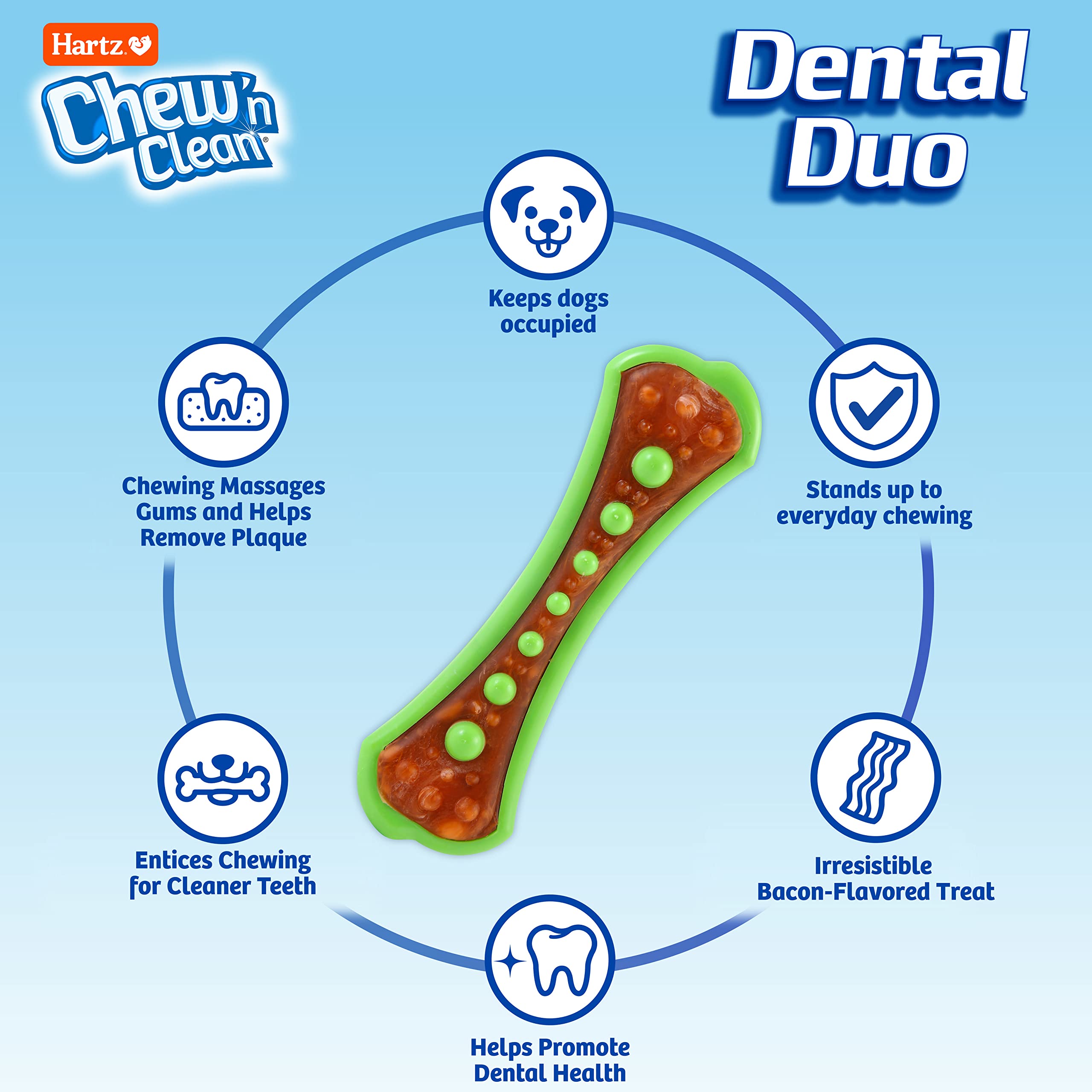 Foto 3 pulgar | Juguete Masticable Para Perros Hartz Chew 'n Clean Dental Duo, Grande, Paquete De 3 - Venta Internacional.