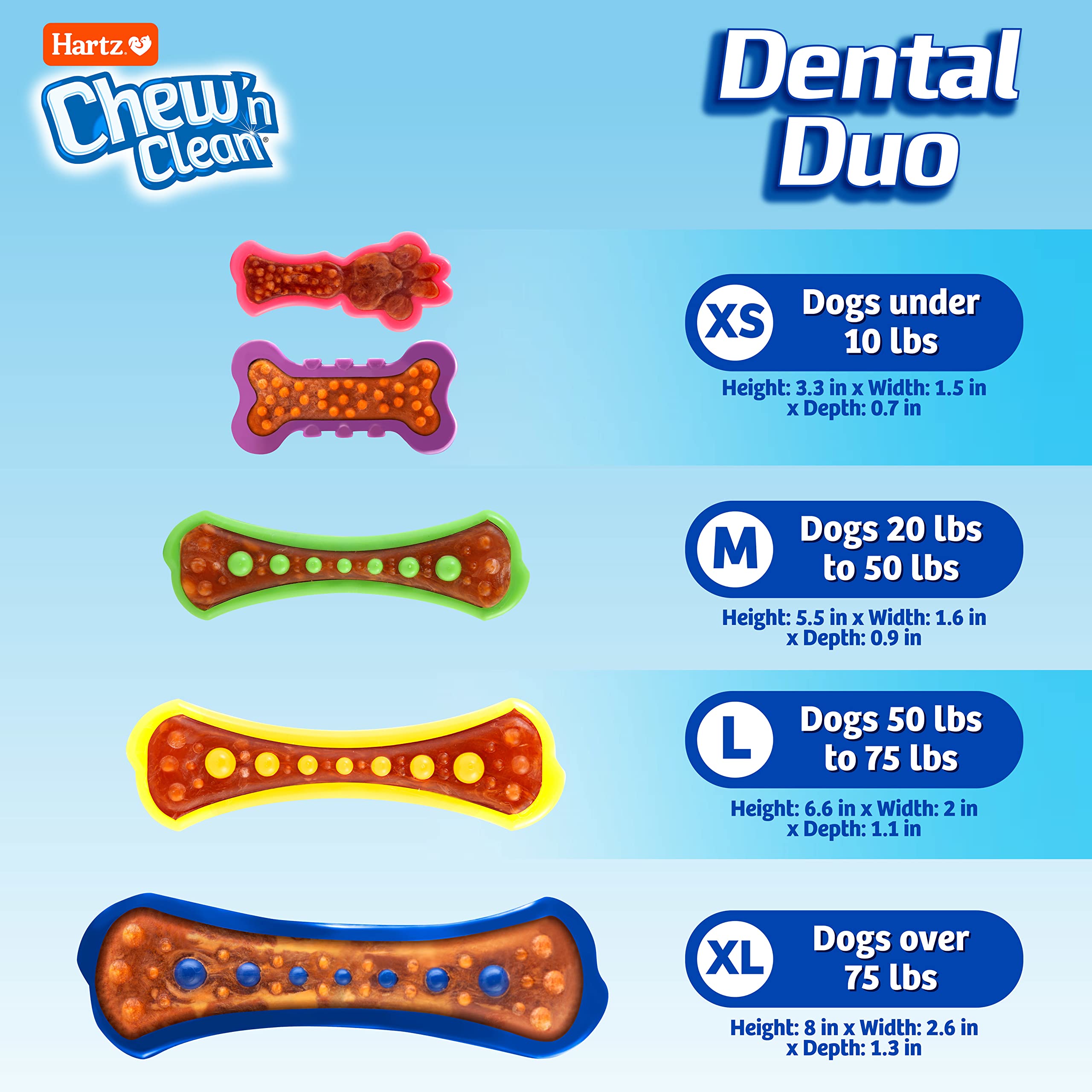 Foto 4 pulgar | Juguete Masticable Para Perros Hartz Chew 'n Clean Dental Duo, Grande, Paquete De 3 - Venta Internacional.