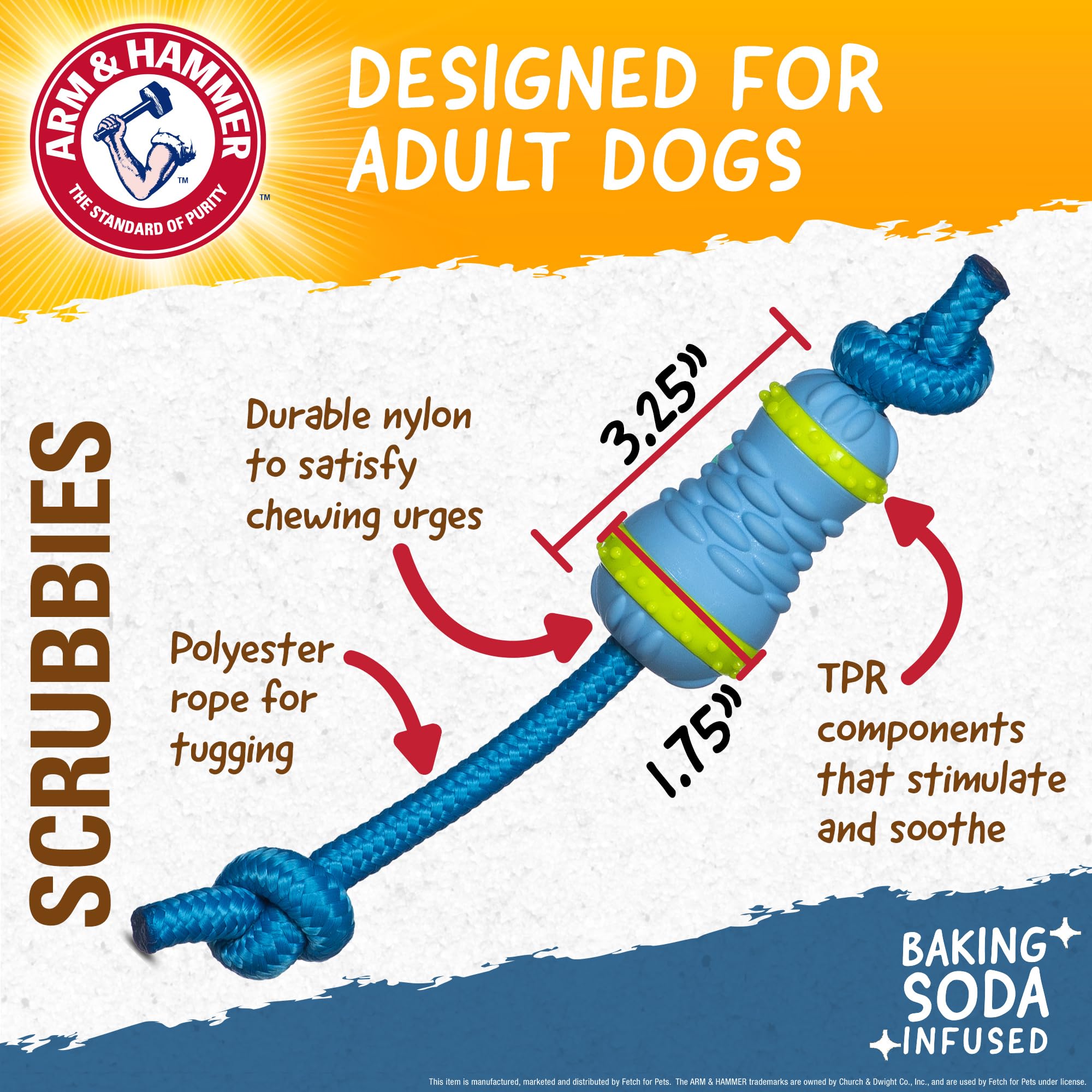 Foto 6 pulgar | Juguete Masticable Arm & Hammer Para Mascotas Throw N' Tug Dental Para Perros Grandes - Venta Internacional.
