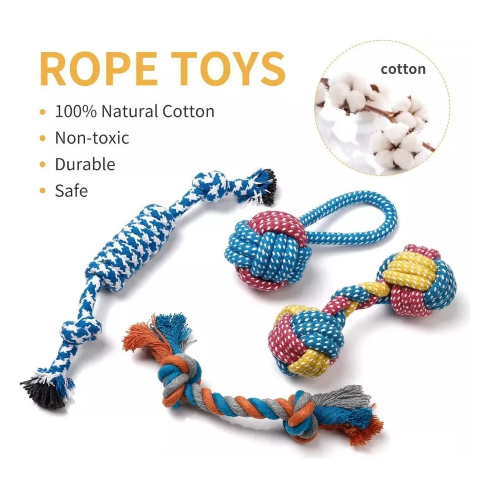 Foto 3 | 7 Piezas Juguetes De Cuerda Para Perro Belug, Colores