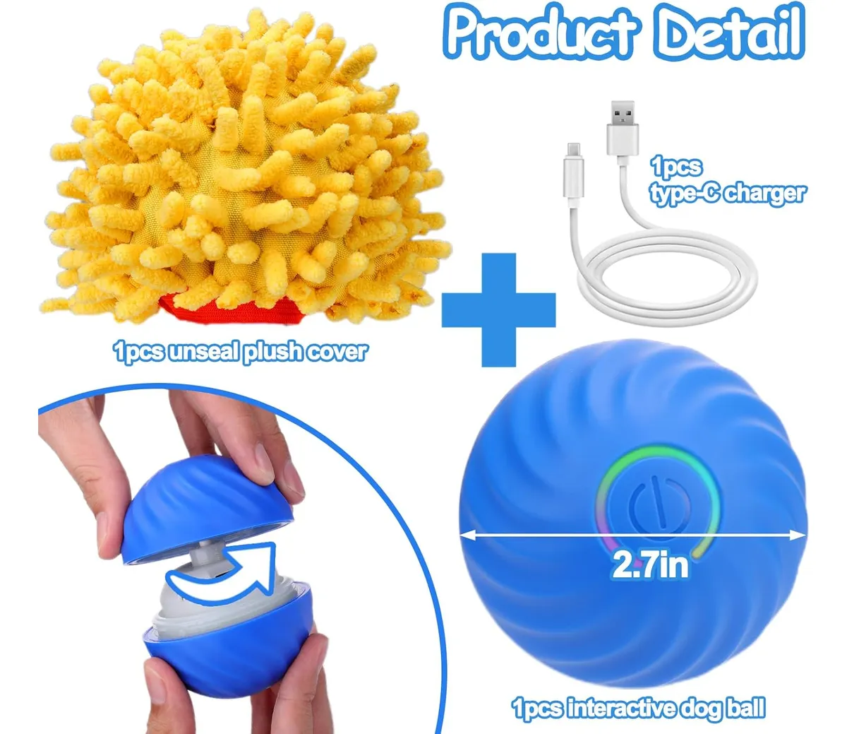 Foto 3 pulgar | Juguete Belug Interactivo Pelota Que Rebota Azul Amarillo 3pz