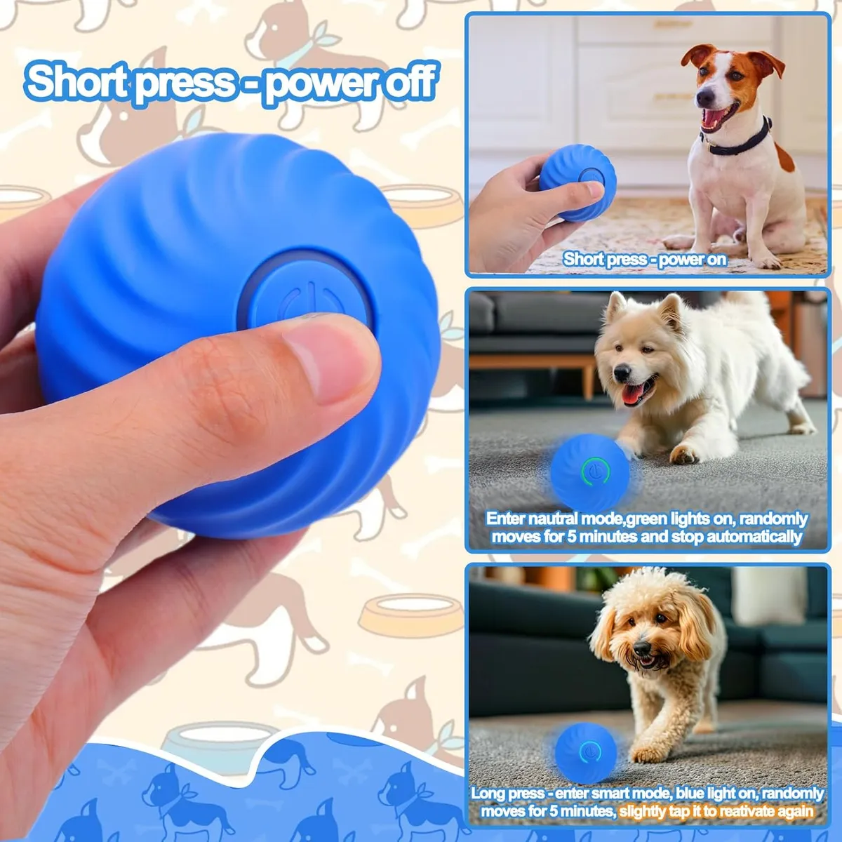 Foto 4 pulgar | Juguete Belug Interactivo Pelota Que Rebota Azul Amarillo 3pz