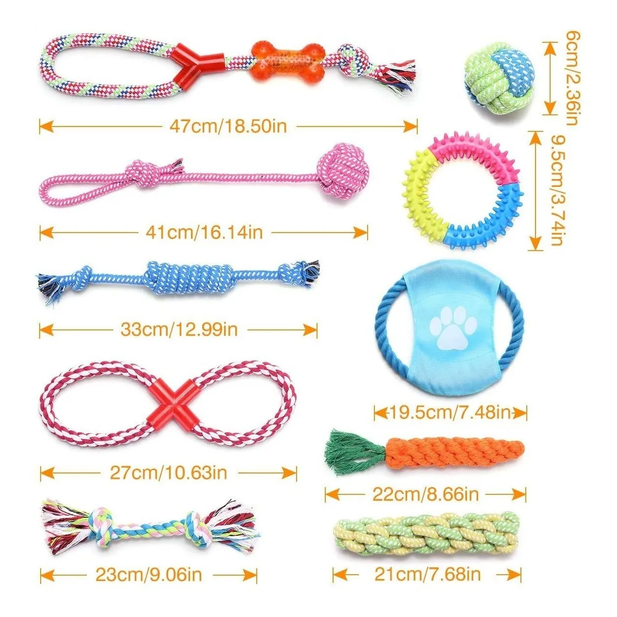 Foto 5 pulgar | Juguetes De Cuerda Para Mascotas Morder Paquete De 10 Piezas Lab.g Multicolor