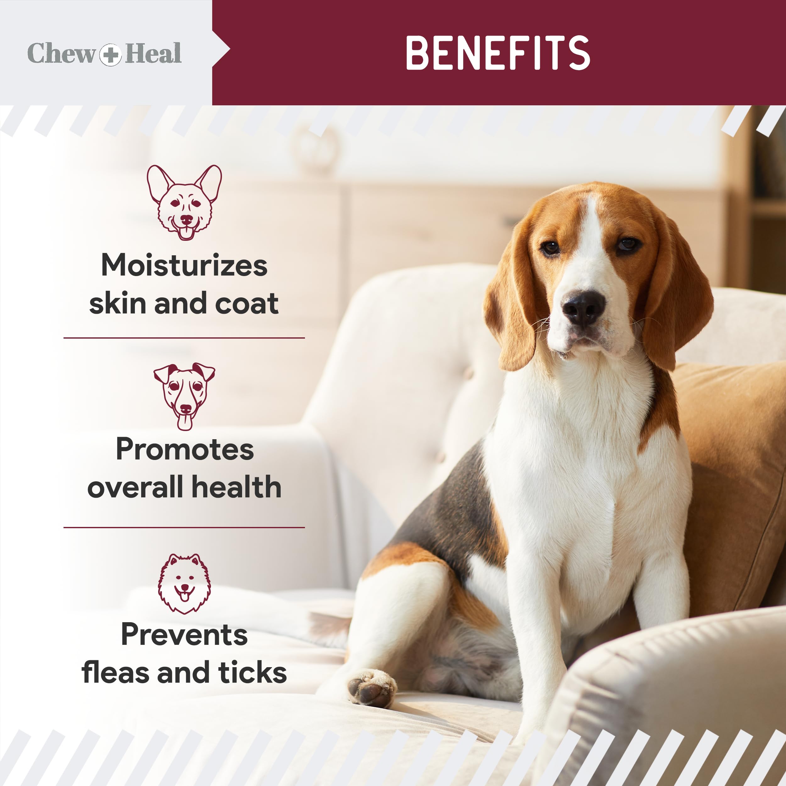 Foto 7 pulgar | Masticable Para Prevenir Pulgas Y Garrapatas Para Perros Chew + Heal 180 - Venta Internacional.