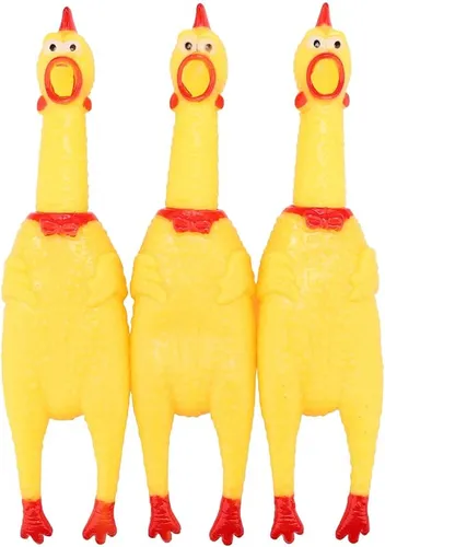 Foto 1 | Pack 3 Pollos Xtellar Goma Amarillos  Juguetes Duraderos Para Perros