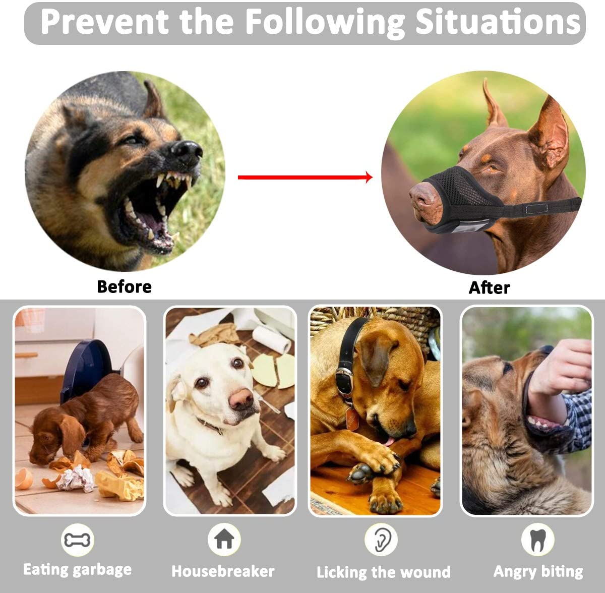Foto 3 pulgar | Bozal Jieyou Para Perros, Antimordeduras, Ladridos, Masticables, Para Todos Los Tamaños - Venta Internacional.