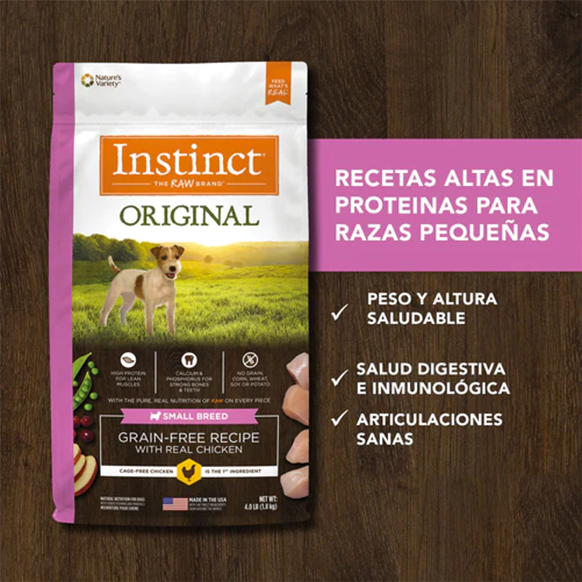 Foto 4 pulgar | Instinct Original Alimento Para Perros De Raza Pequeña Con Carne De Pollo Y Libre De Granos 5kg