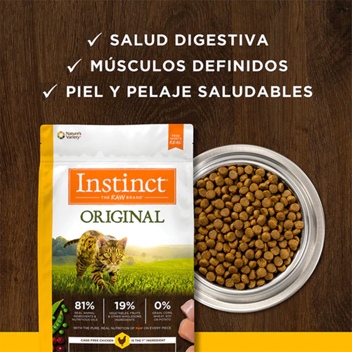 Foto 4 pulgar | Instinct Original Alimento Para Gatos Con Carne De Pollo, Alto En Proteína Y Libre De Granos, 5kg