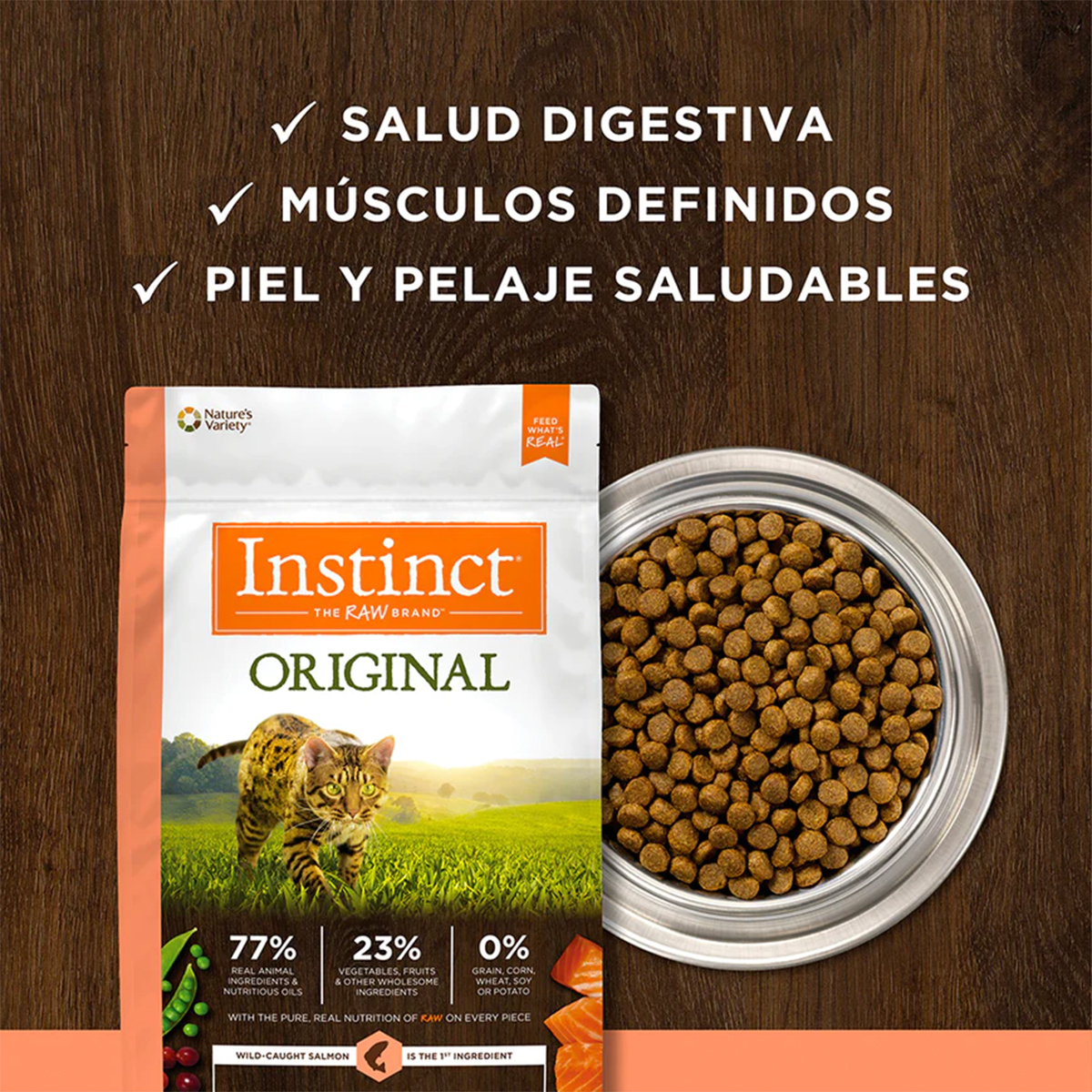 Foto 4 pulgar | Instinct Original Alimento Para Gatos Con Carne De Salmón, Alto En Proteína Y Libre De Granos, 2kg