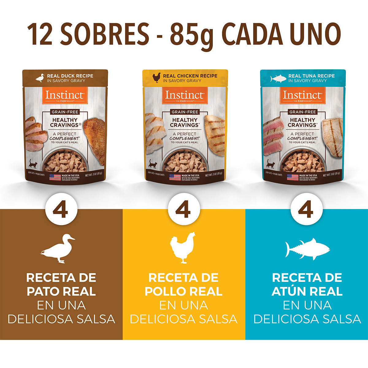 Foto 2 | Instinct Alimento Húmedo Healthy Cravings Para Gatos, Recetas Variadas Y Libre De Granos, Mix 12 Pzs