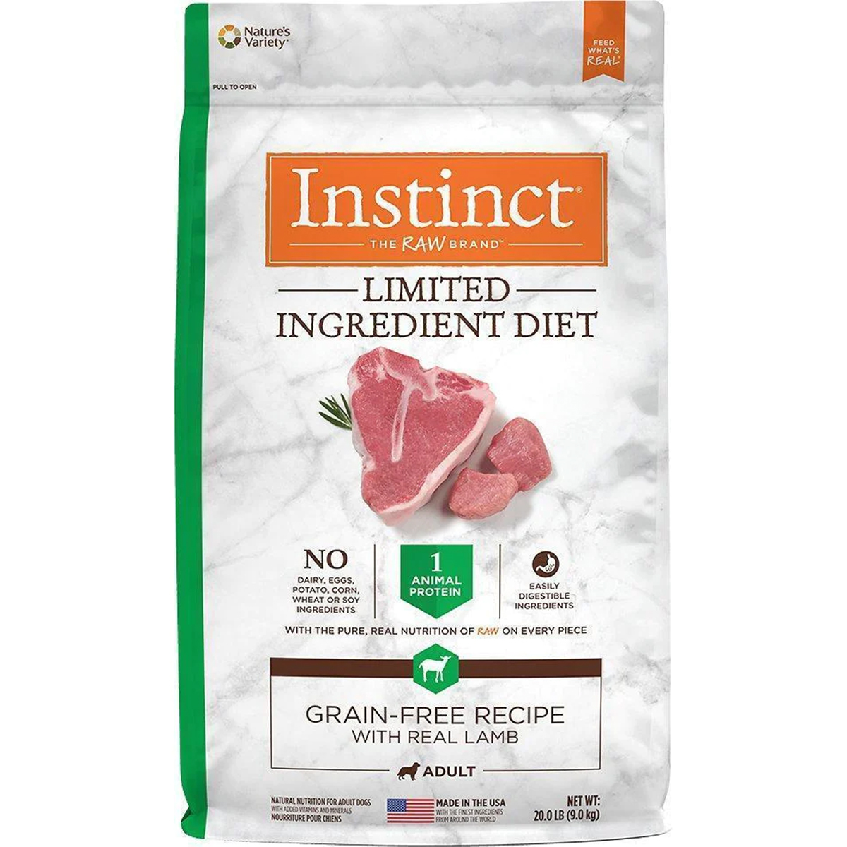 Instinct Lid Alimento Para Perros Con Alergias, Croquetas Recubiertas De Carne De Cordero, 9kg