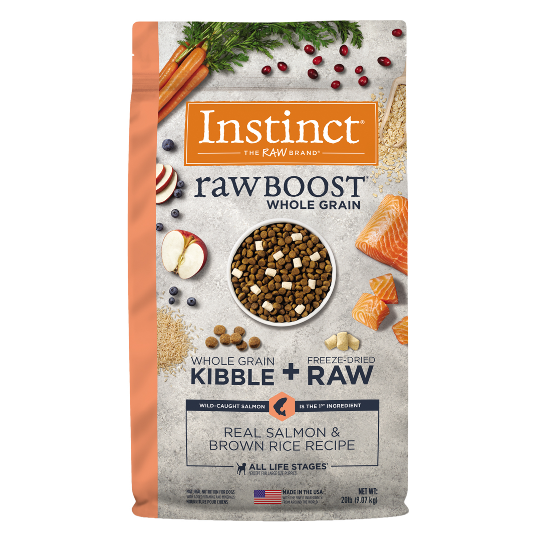 Instinct Raw Boost Whole Grain Alimento Para Perros, Con Carne Real Cruda Liofilizada De Salmón 9kg