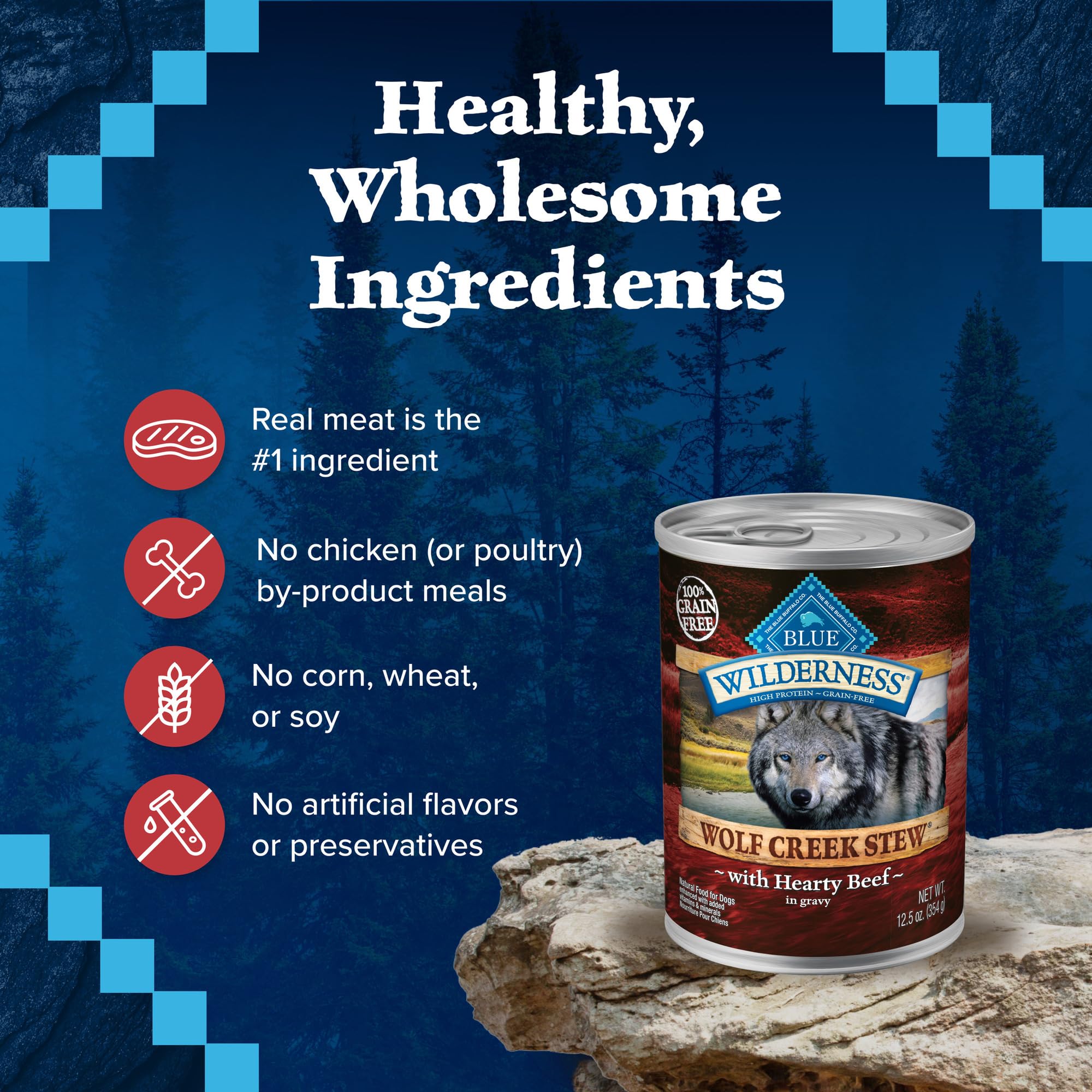 Foto 5 | Comida Húmeda Para Perros Blue Buffalo Wilderness Wolf Creek Stew Beef - Venta Internacional.