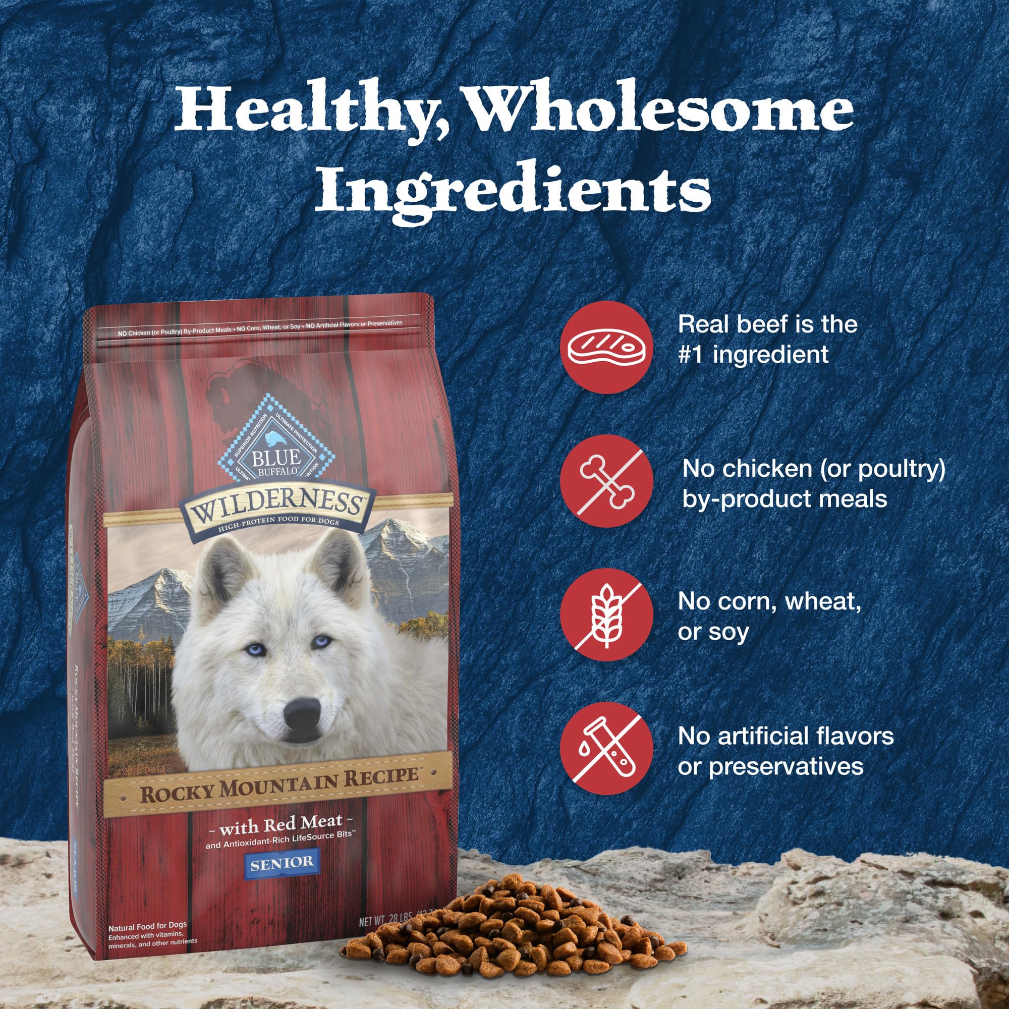 Foto 7 pulgar | Alimento Para Perros Blue Buffalo Wilderness Rocky Mountain Senior 12,7 Kg - Venta Internacional.