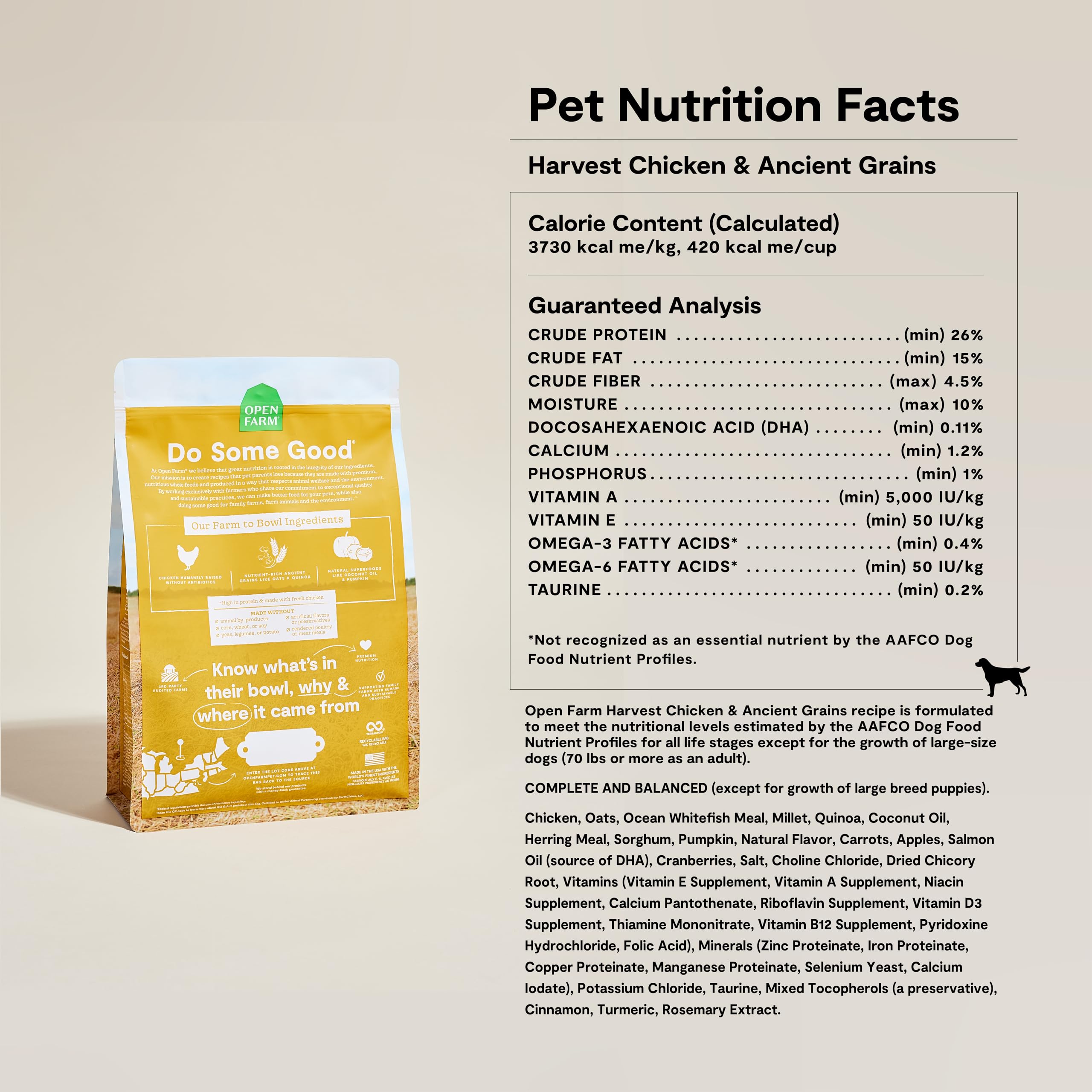 Foto 7 pulgar | Alimento Seco Para Perros Open Farm Ancient Grains Harvest Chicken 1.8 Kg - Venta Internacional.