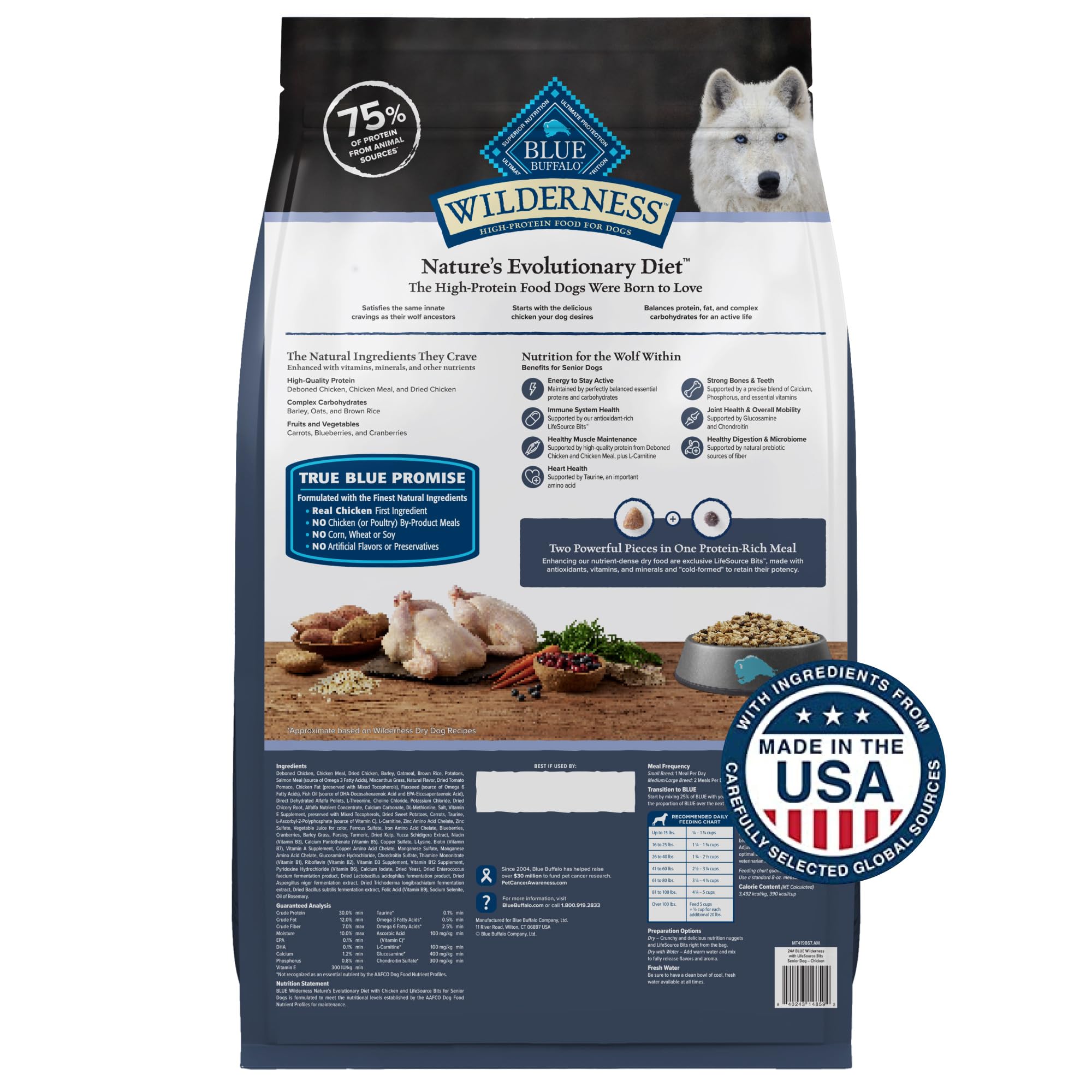 Foto 3 pulgar | Comida Para Perros Blue Buffalo Wilderness Senior Chicken, 24 Libras - Venta Internacional.