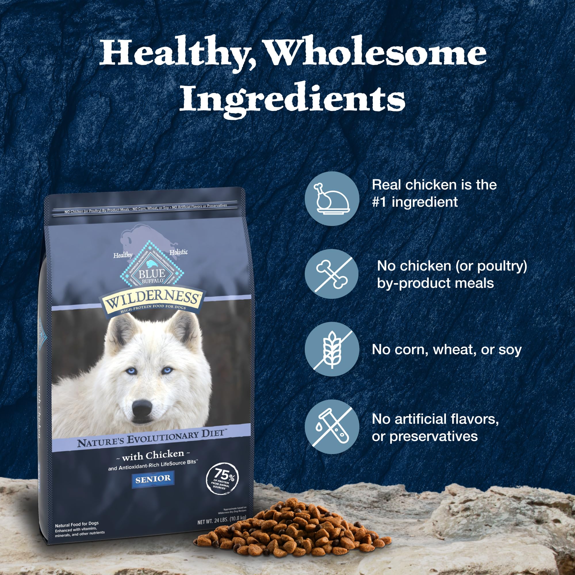 Foto 7 pulgar | Comida Para Perros Blue Buffalo Wilderness Senior Chicken, 24 Libras - Venta Internacional.