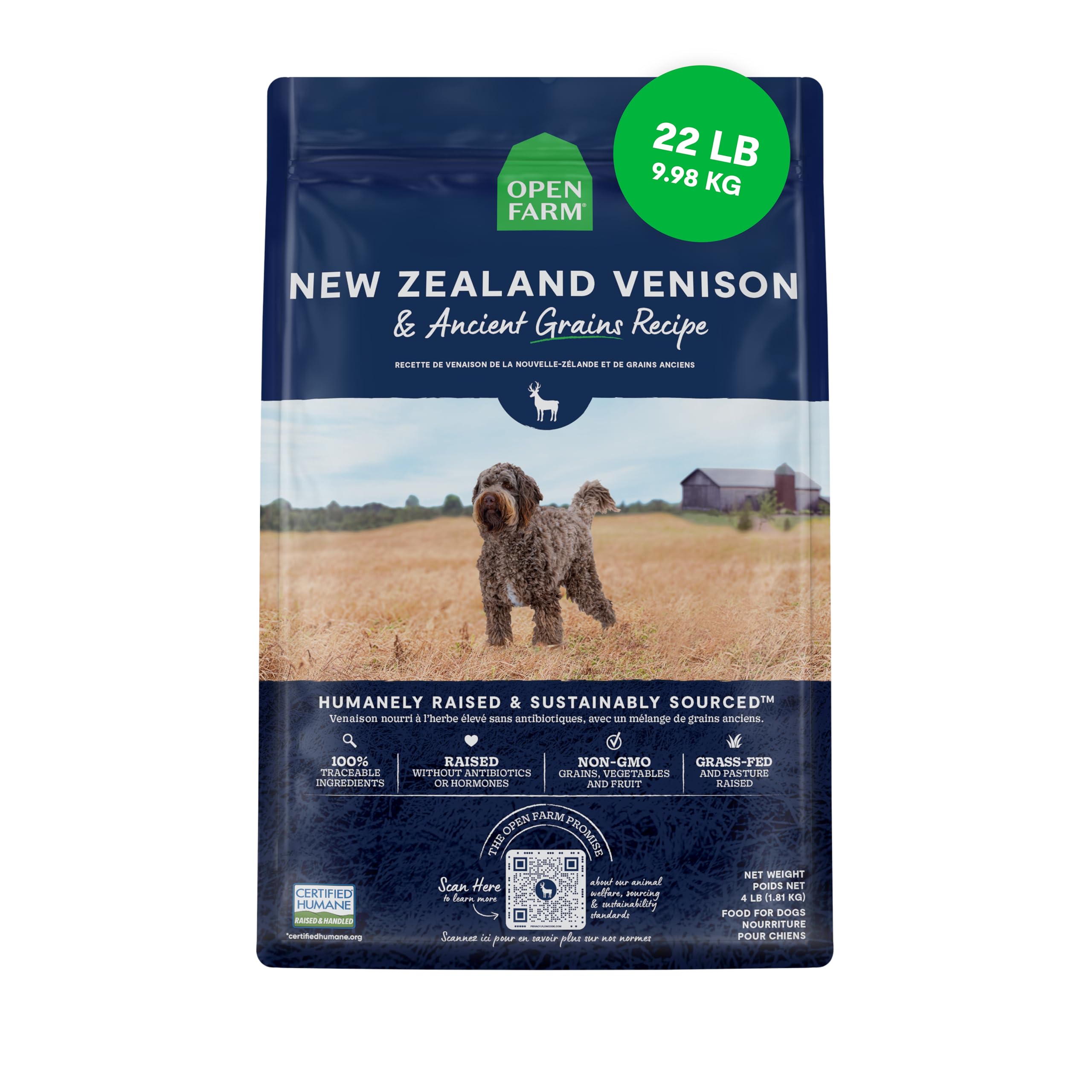 Alimento Seco Para Perros Open Farm Ancient Grains, 10 Kg De Carne De Venado Neozelandesa - Venta Internacional.