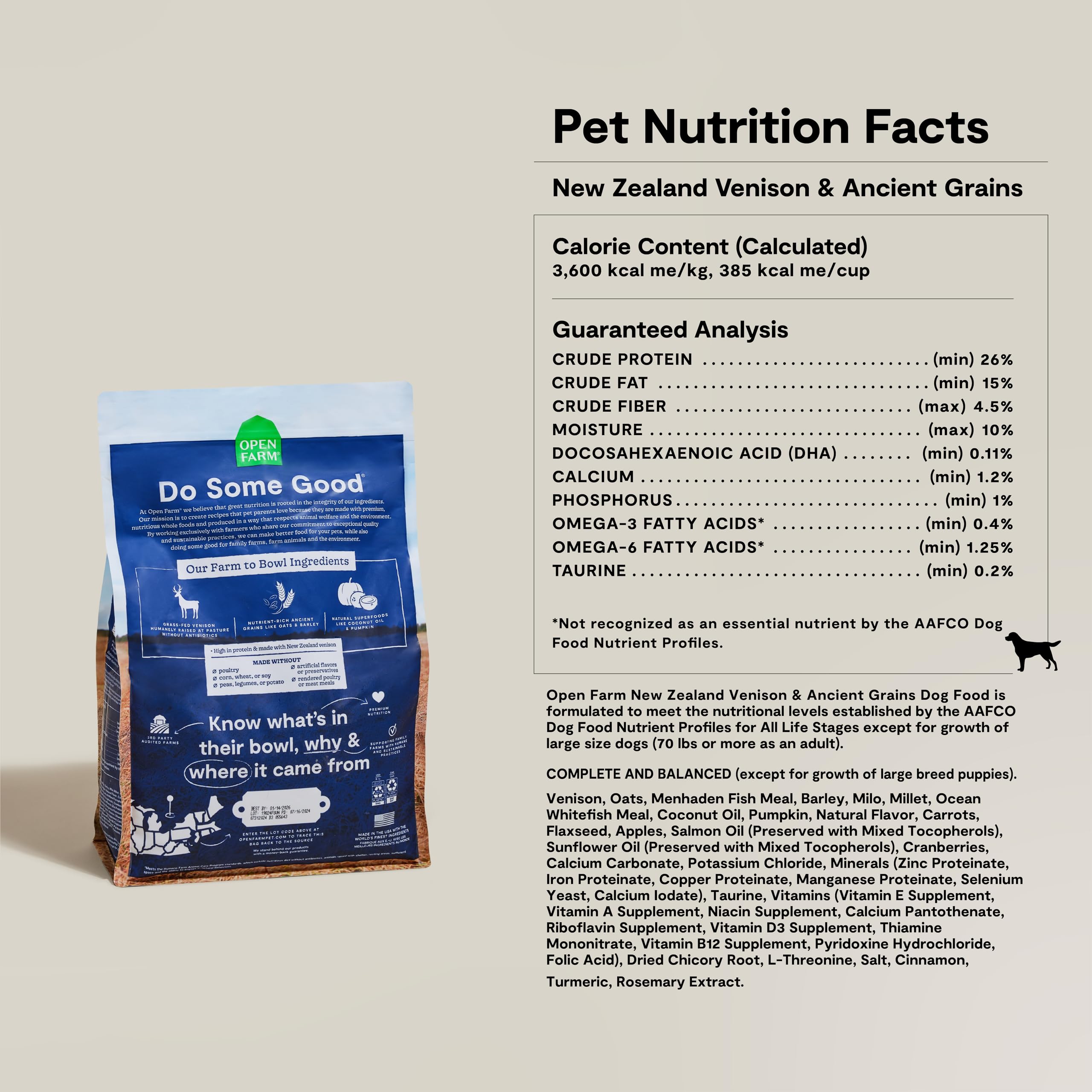 Foto 7 pulgar | Alimento Seco Para Perros Open Farm Ancient Grains, 10 Kg De Carne De Venado Neozelandesa - Venta Internacional.