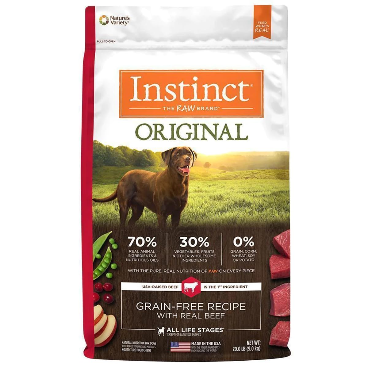 Comida Para Perros Instinct Original, Croquetas Crudas, De Ternera, 9,07 Kg - Venta Internacional.