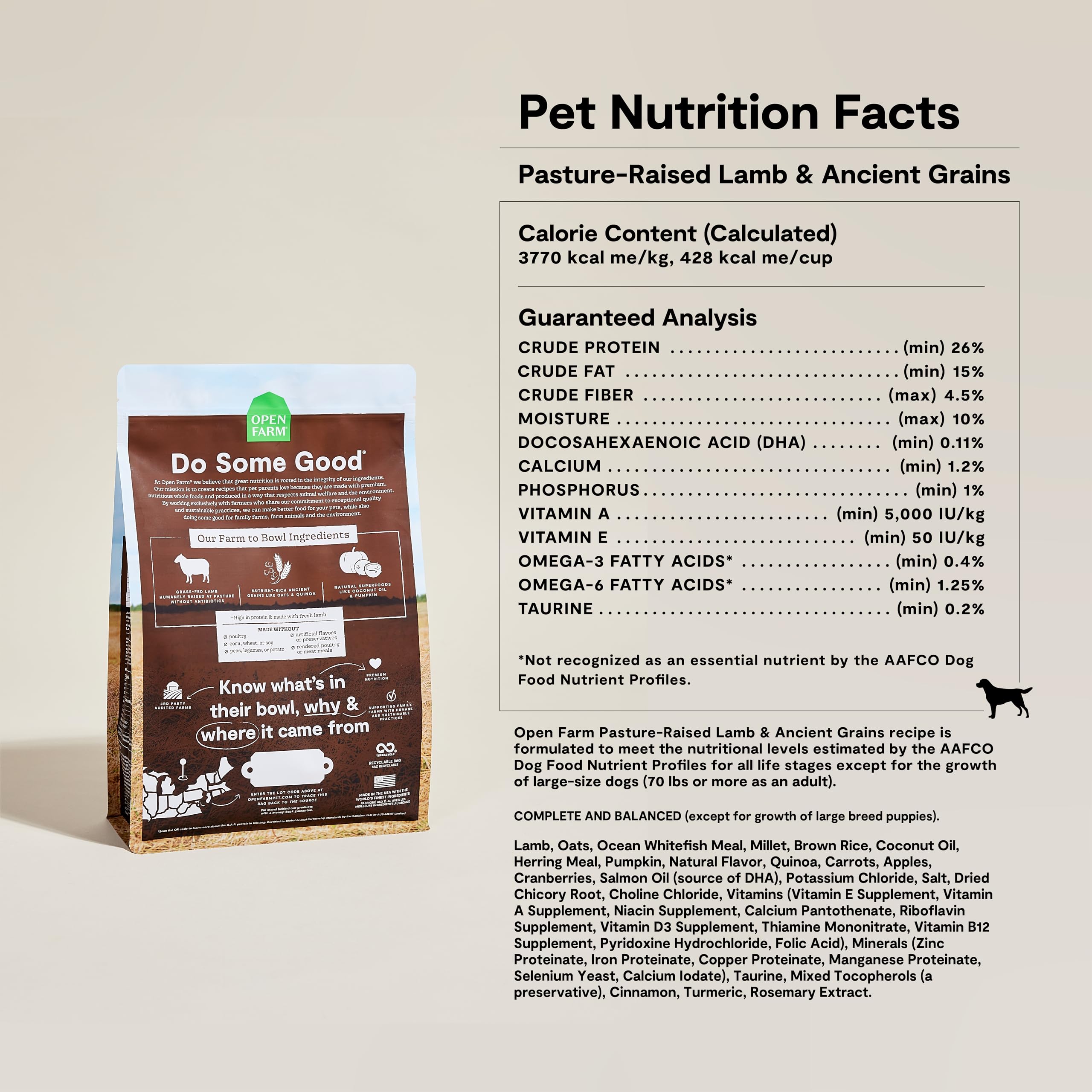 Foto 7 pulgar | Alimento Seco Para Perros Open Farm Ancient Grains De 1,8 Kg Con Cordero - Venta Internacional.