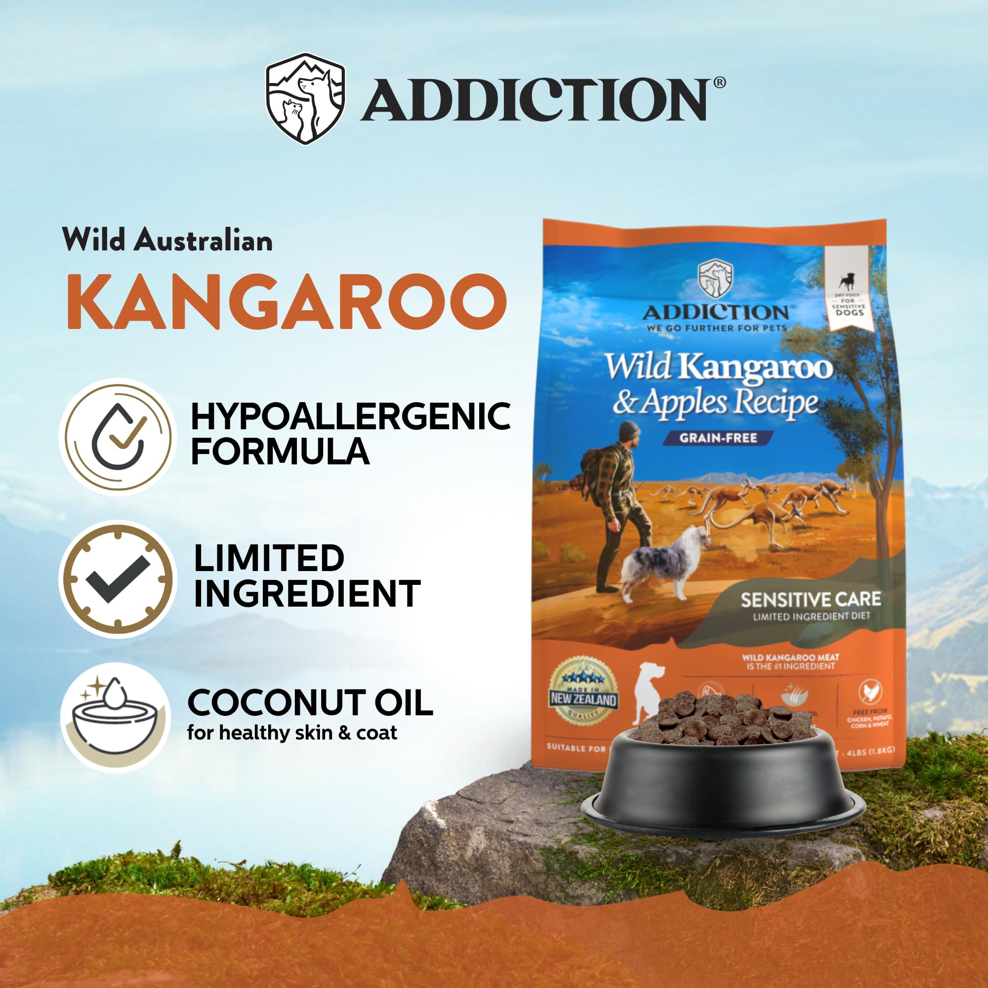 Foto 3 pulgar | Comida Seca Para Perros Addiction Wild Kangaroo & Apples, 9,07 Kg - Venta Internacional.
