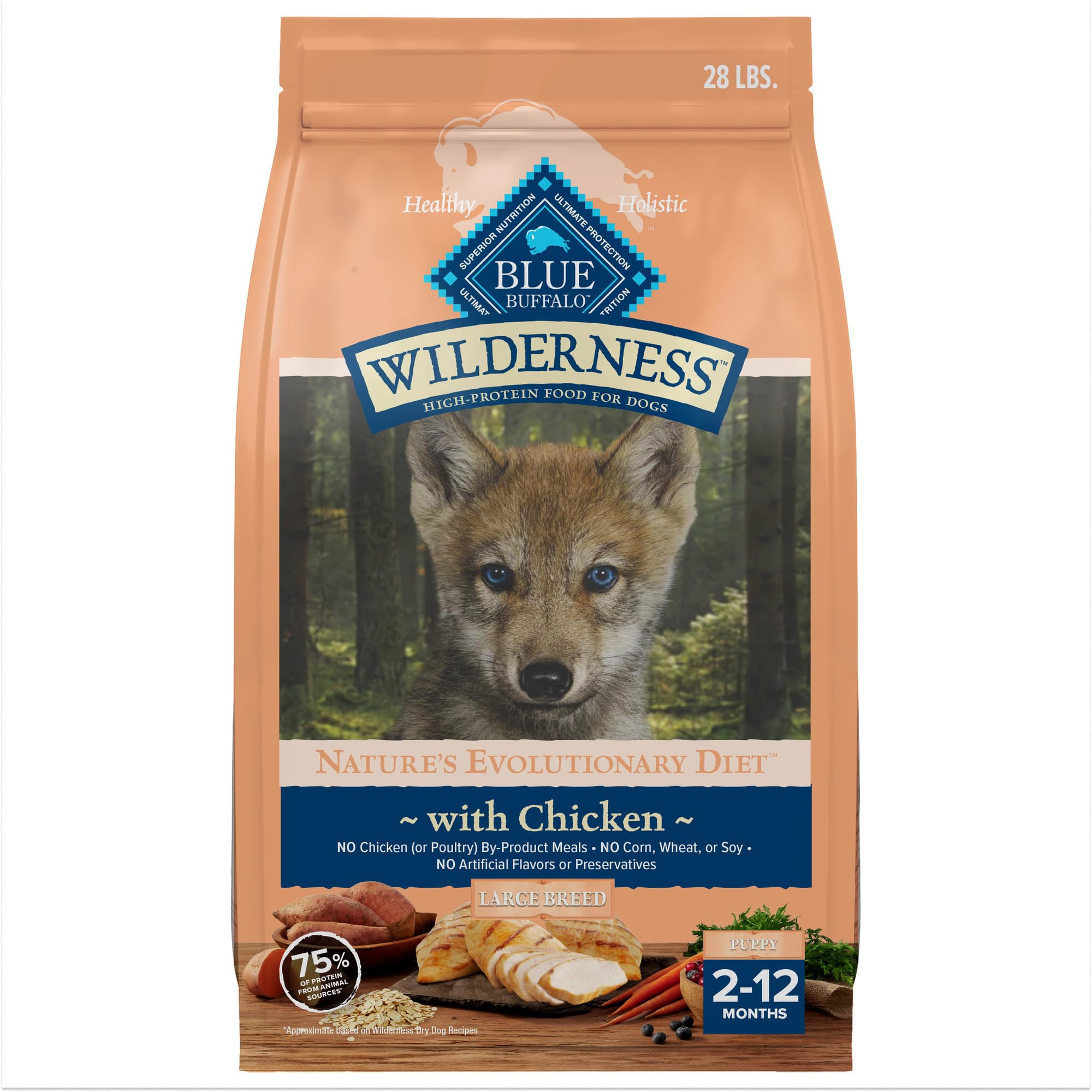 Comida Seca Blue Buffalo Wilderness Para Cachorros De Raza Grande, 12,7 Kg - Venta Internacional.