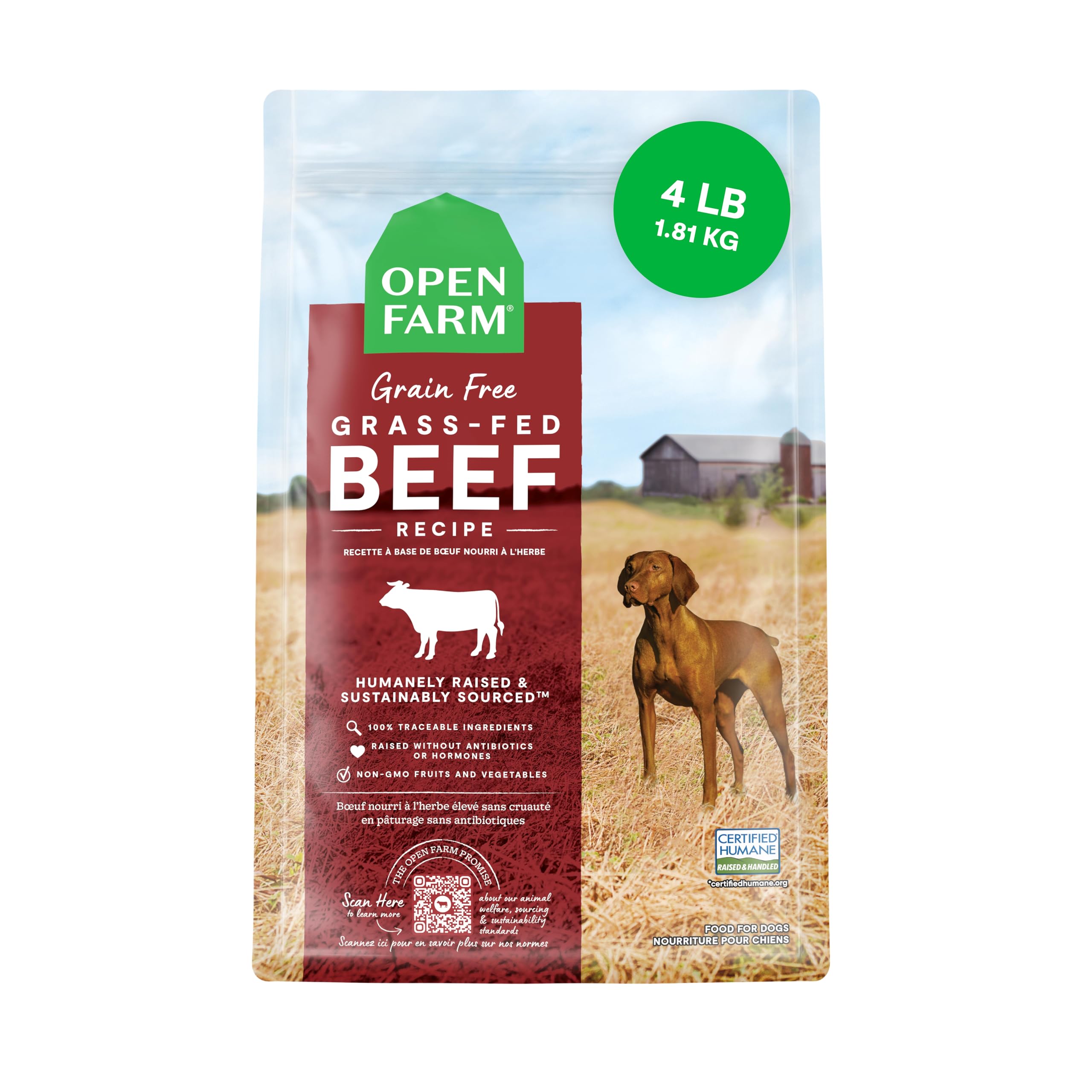 Comida Seca Para Perros, Receta De Carne De Res Sin Cereales De Open Farm, 1,8 Kg - Venta Internacional.