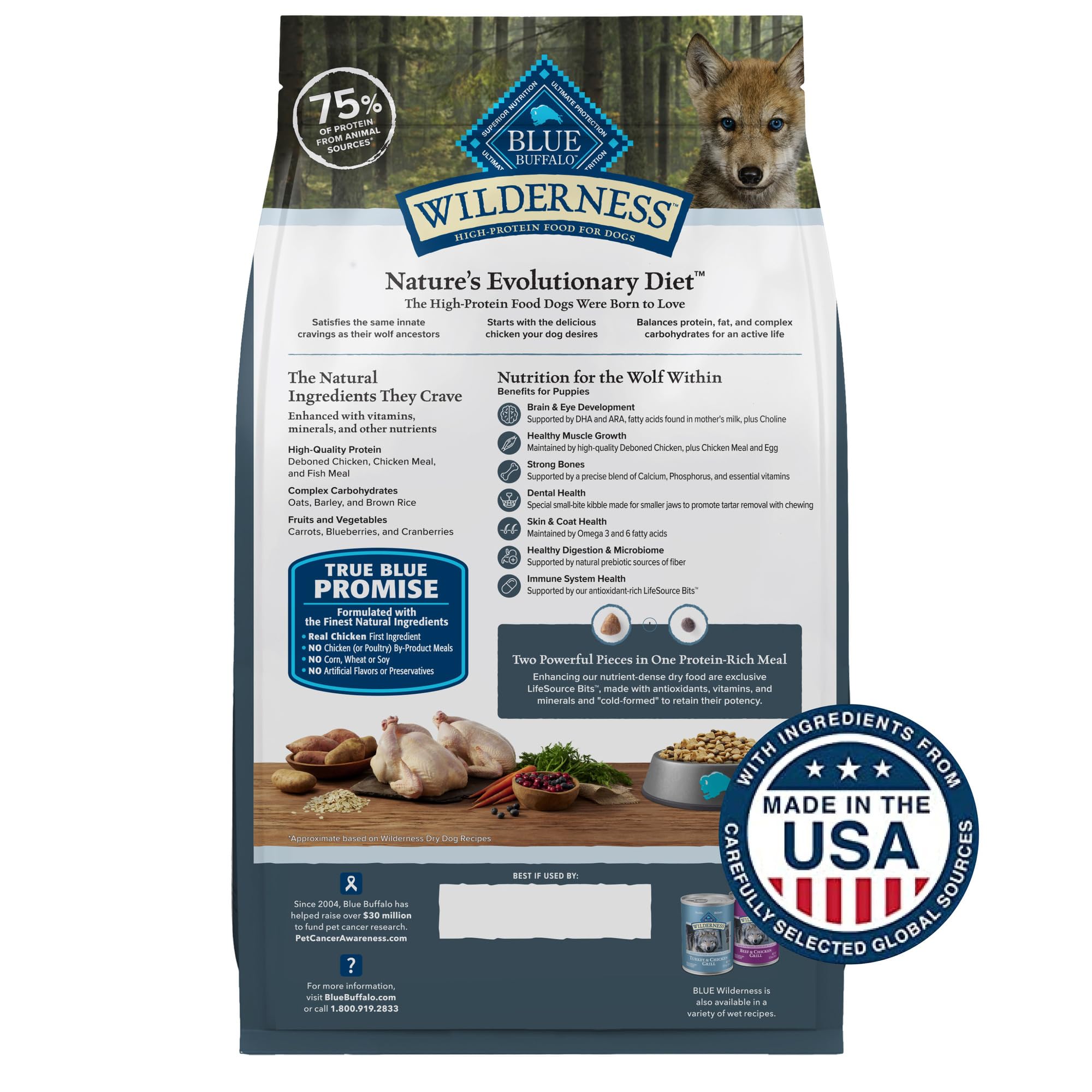 Foto 3 pulgar | Alimento Seco Blue Buffalo Wilderness Para Cachorros De Pollo De 12,7 Kg - Venta Internacional.