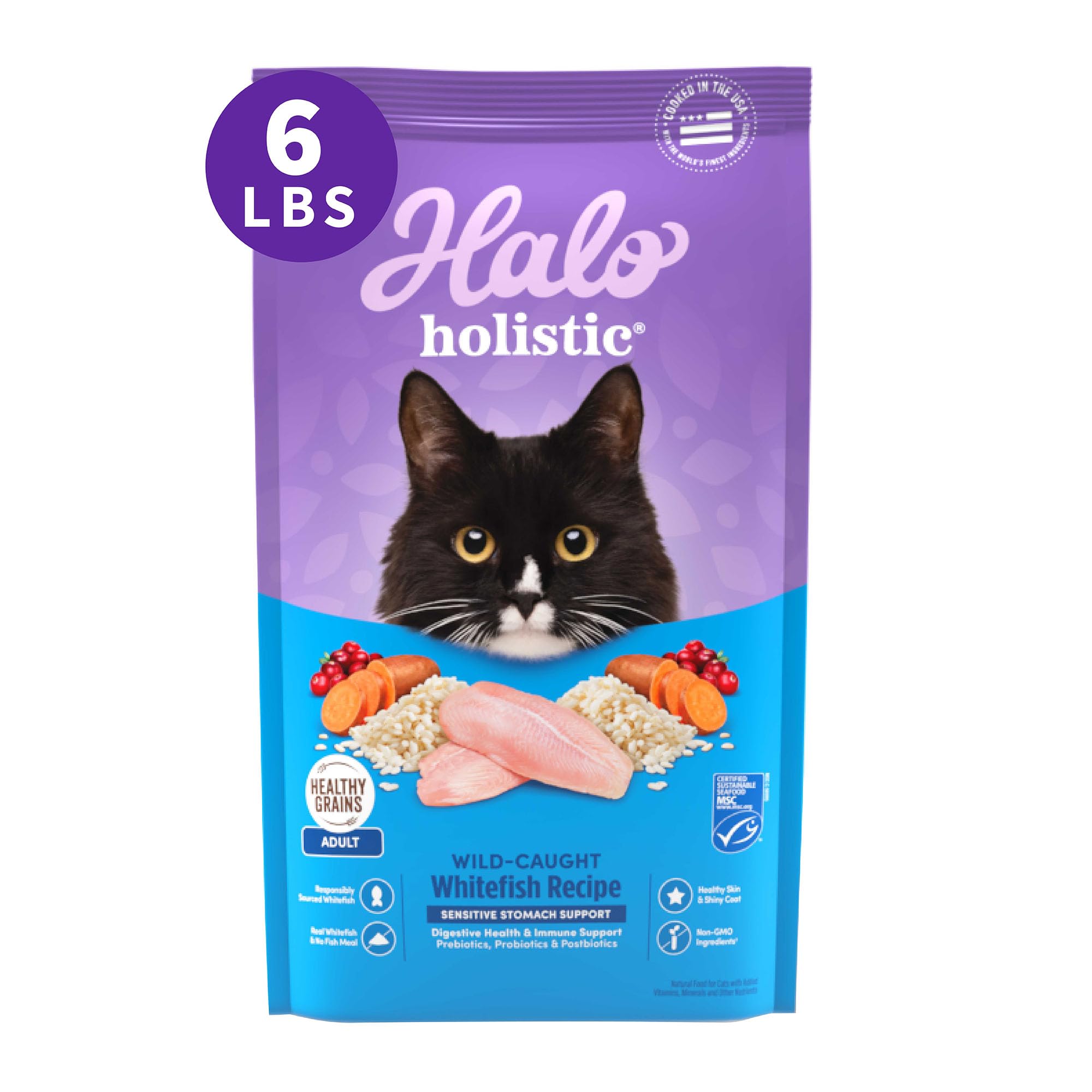 Foto 2 pulgar | Alimento Para Gatos Halo Holistic De Salmón Y Pescado Blanco Capturado En La Naturaleza, 2,7 Kg - Venta Internacional.