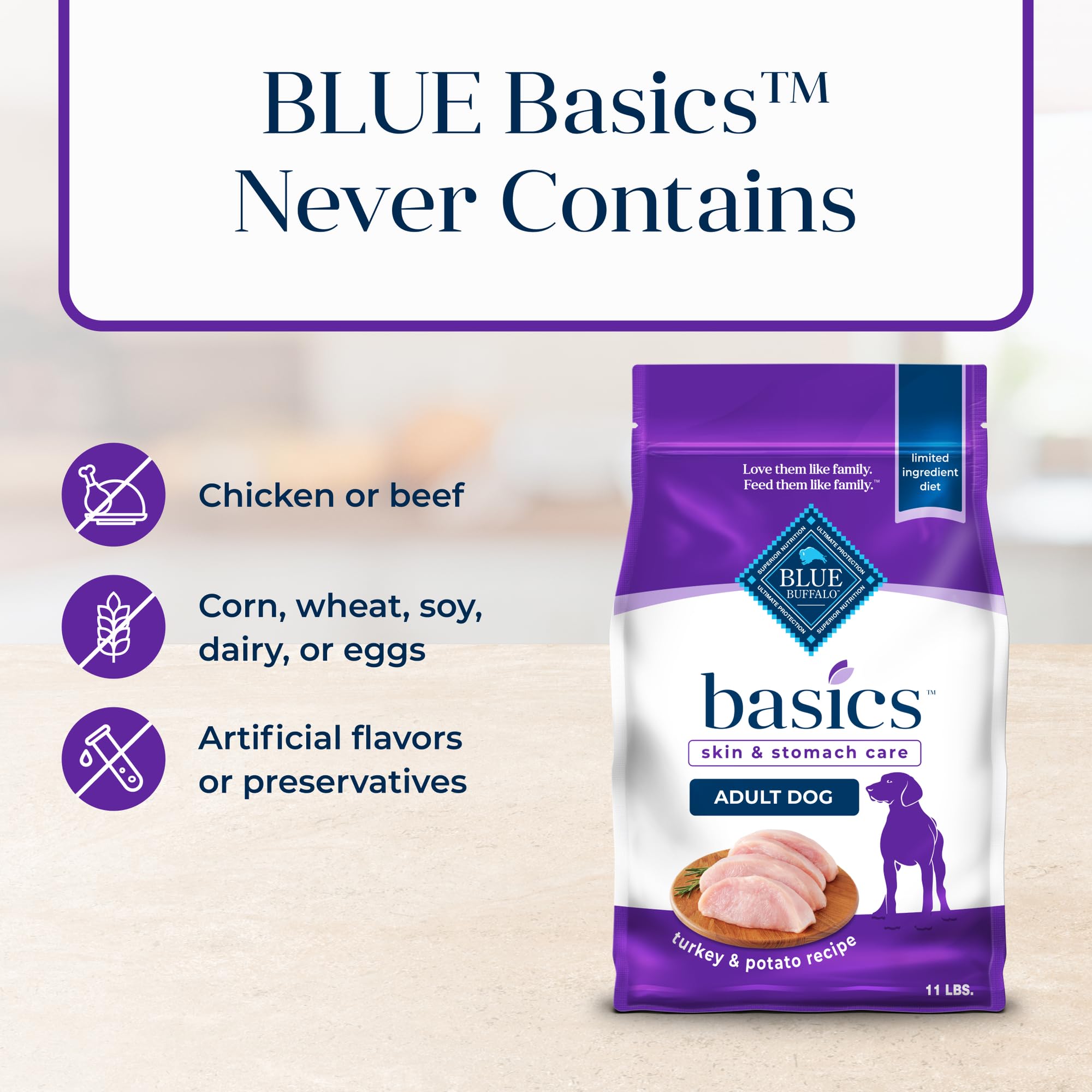 Foto 7 pulgar | Alimento Para Perros Blue Buffalo Basics Para Adultos, Cuidado De La Piel Y El Estómago, 5 Kg - Venta Internacional.