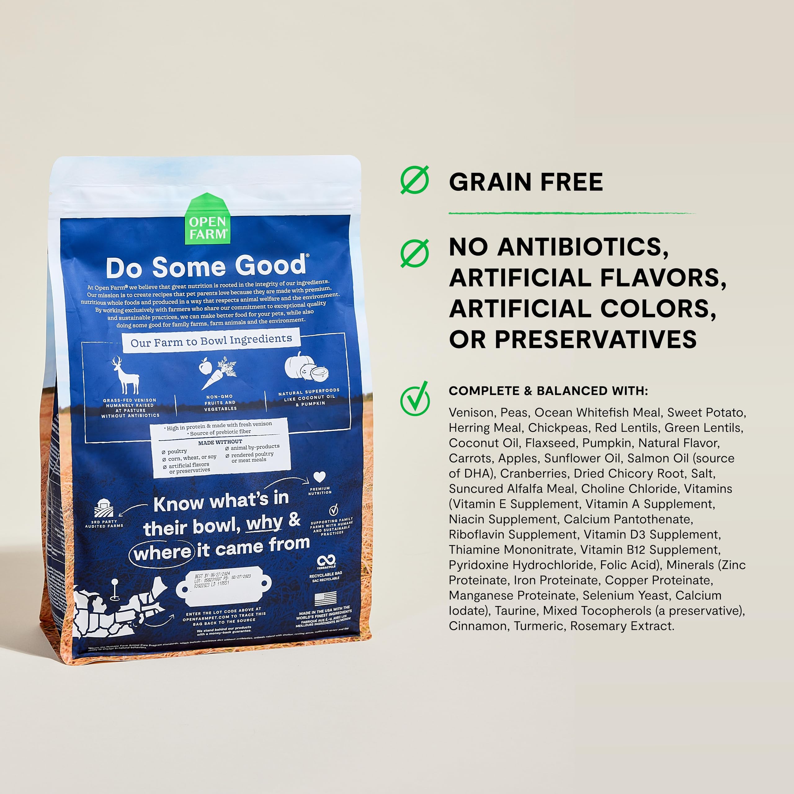 Foto 4 pulgar | Comida Para Perros Open Farm, Receta De Carne De Venado Sin Cereales, Bolsa De 10 Kg - Venta Internacional.