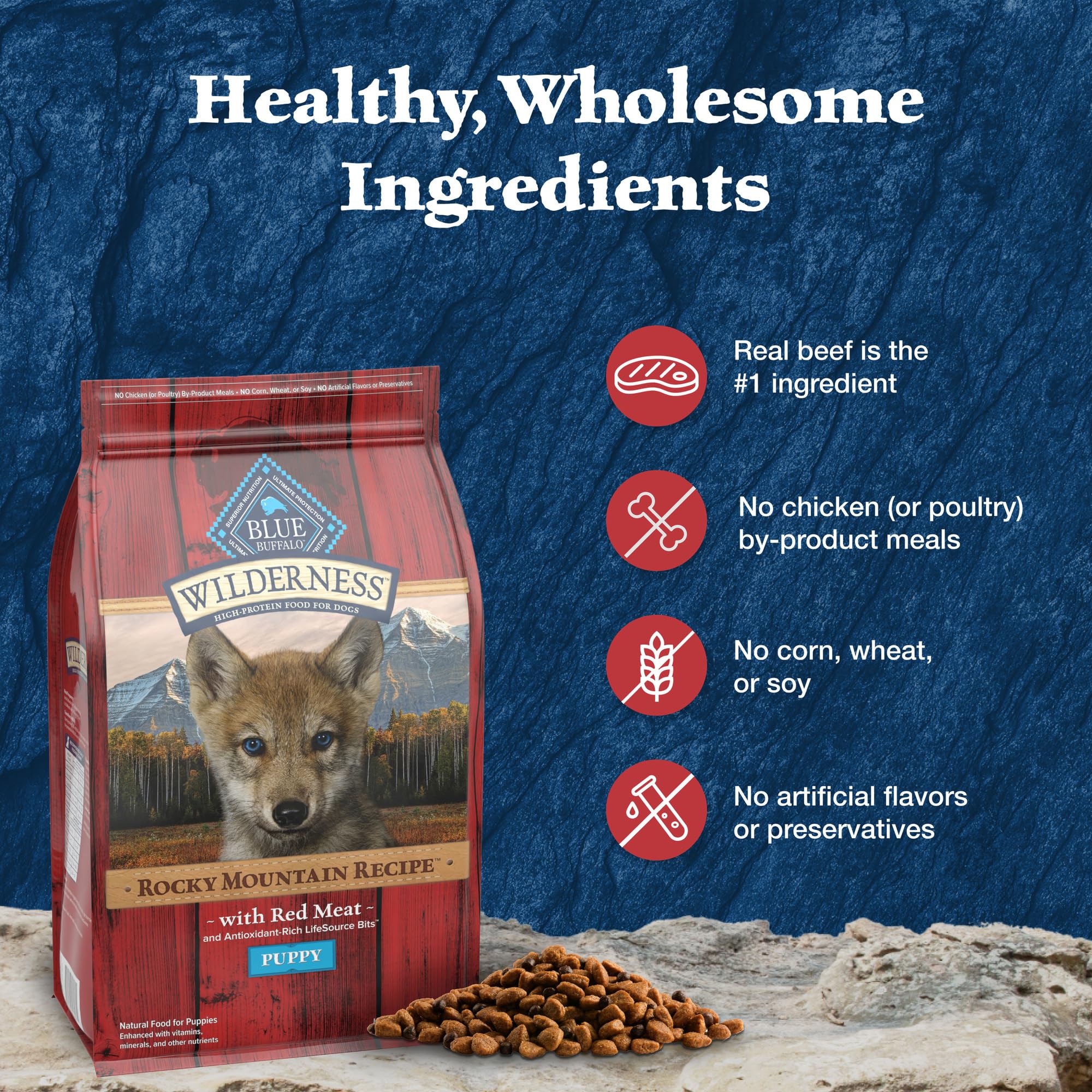 Foto 6 pulgar | Comida Seca Blue Buffalo Wilderness Puppies, 2,04 Kg, Carne Roja - Venta Internacional.