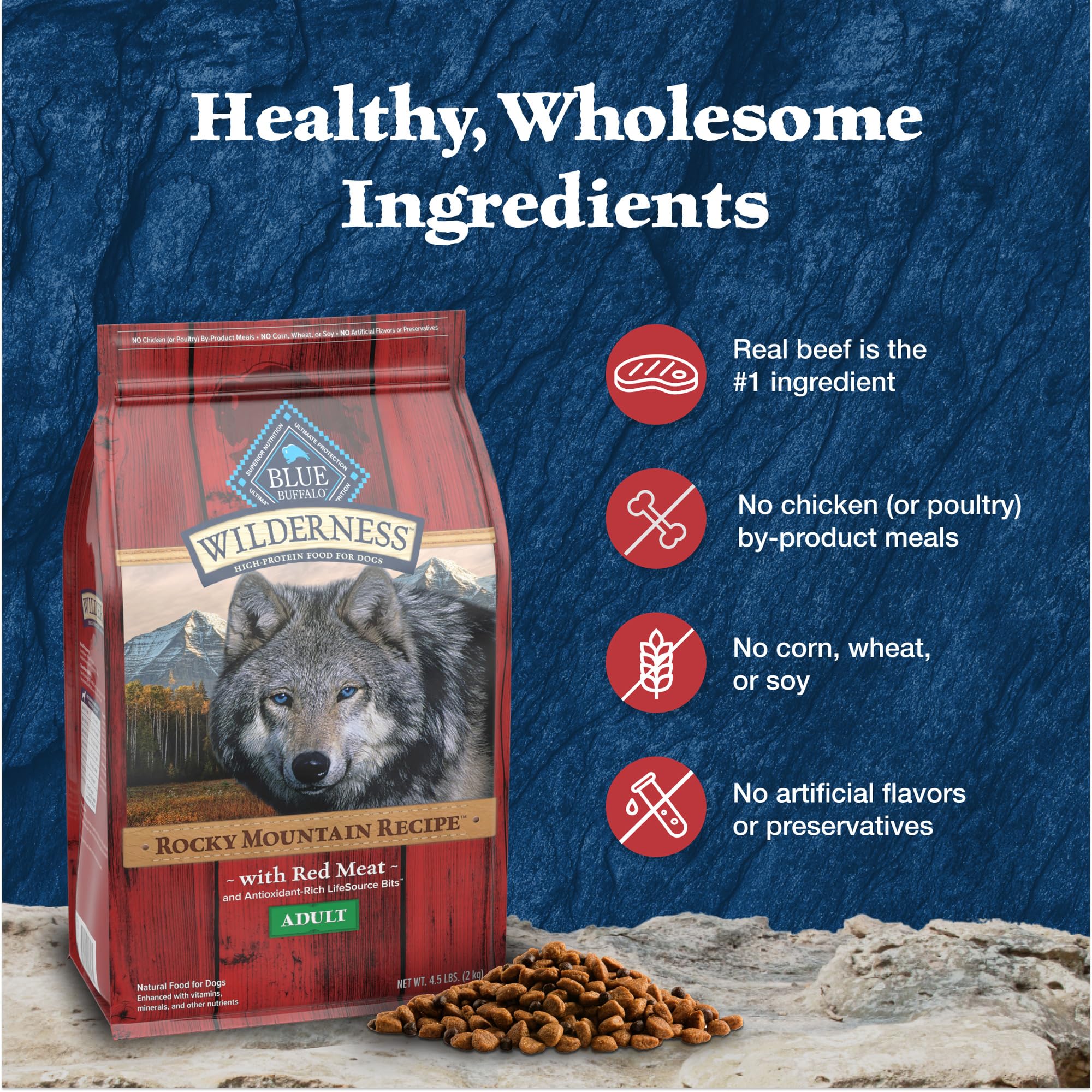 Foto 6 pulgar | Alimento Para Perros Blue Buffalo Wilderness Rocky Mountain Beef 2 Kg - Venta Internacional.