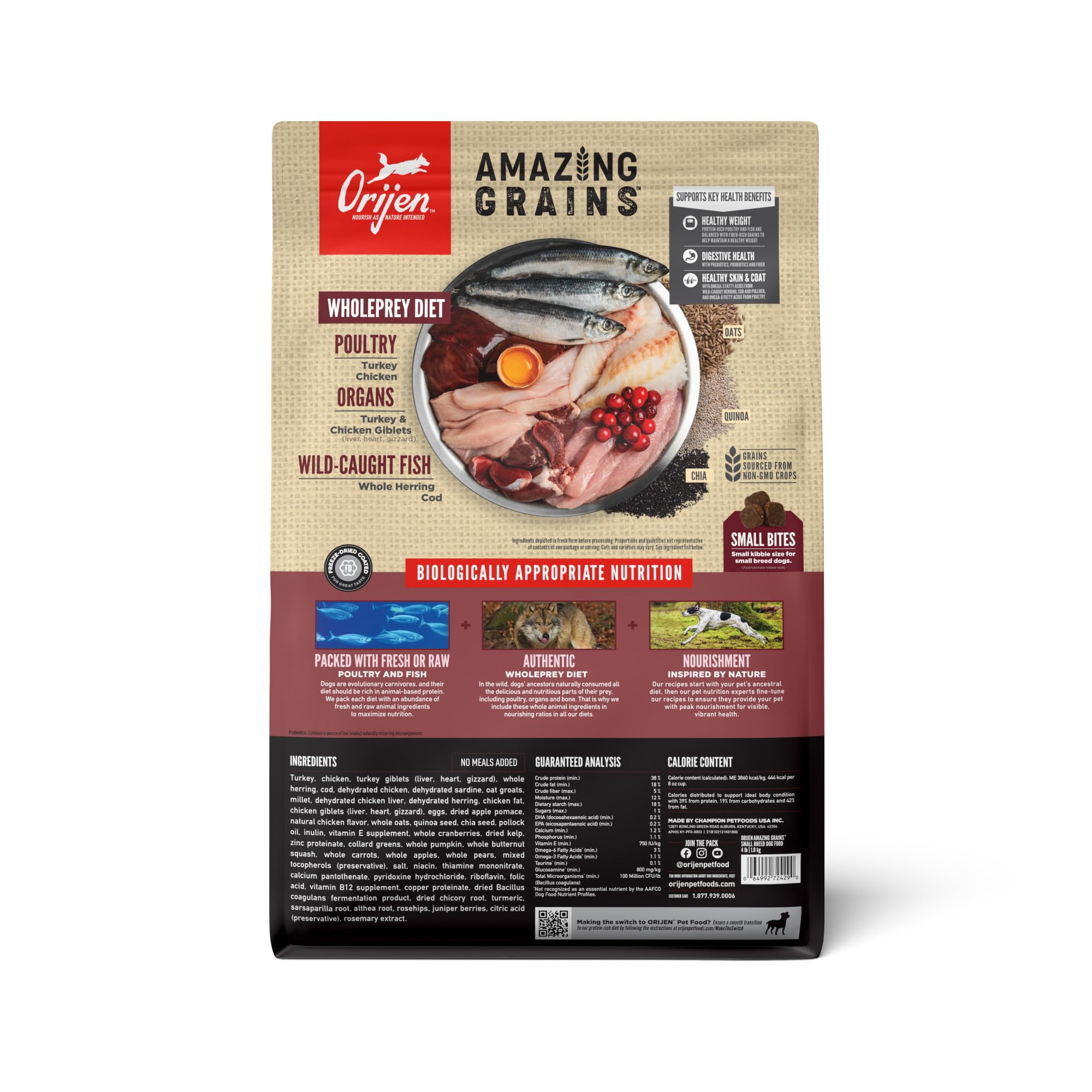 Foto 3 pulgar | Alimento Seco Para Perros Orijen Amazing Grains™ Para Razas Pequeñas, 1,8 Kg - Venta Internacional.