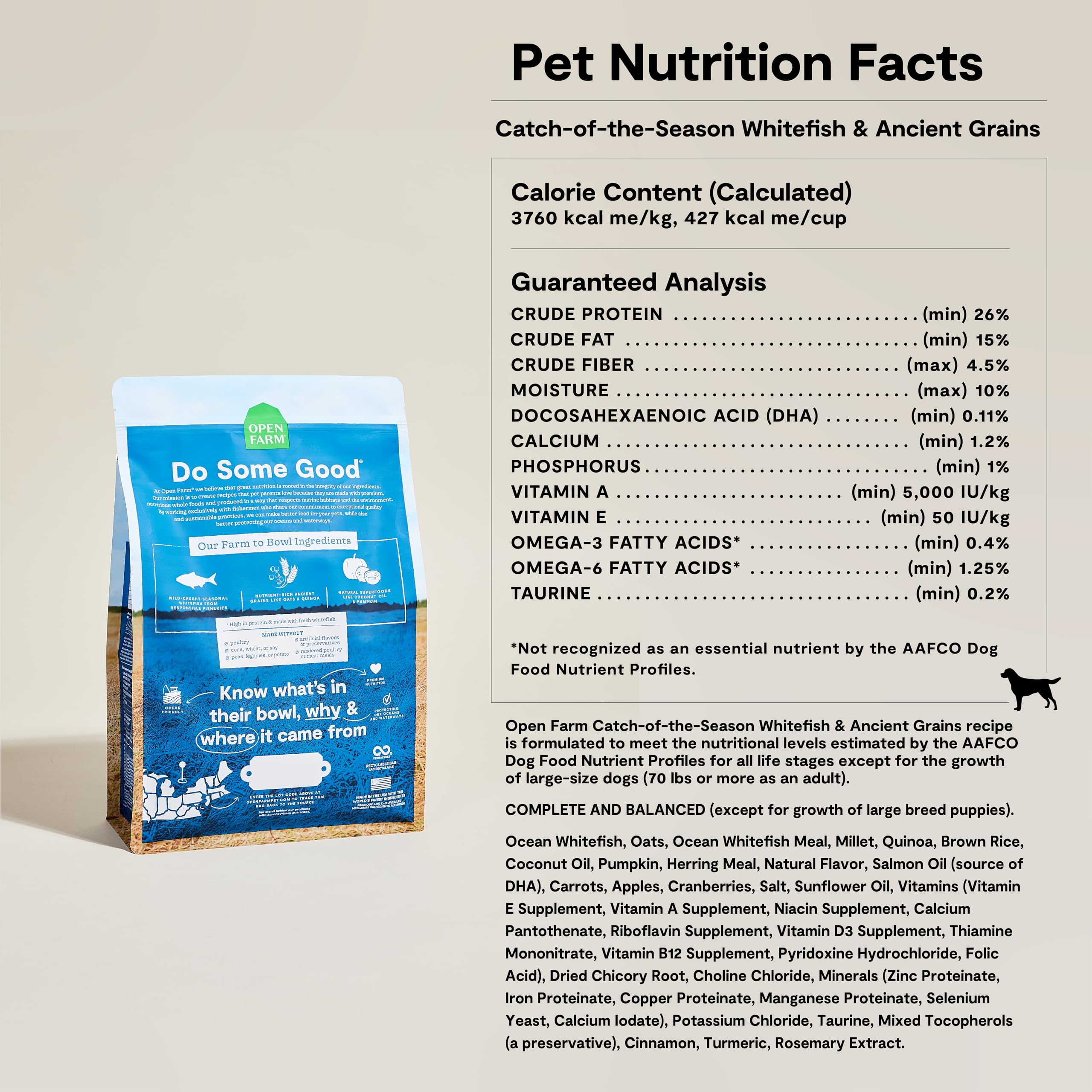 Foto 6 | Alimento Seco Para Perros Open Farm, Pescado Blanco Capturado De La Temporada, 5 Kg - Venta Internacional.