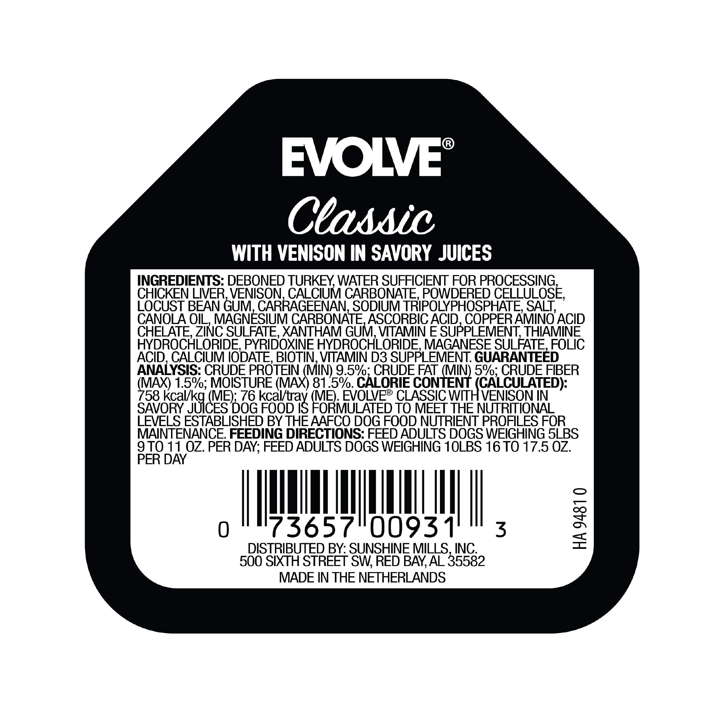 Foto 3 pulgar | Comida Para Perros Evolve Classic Crafted Meals Venison, 105 G (paquete De 15) - Venta Internacional.