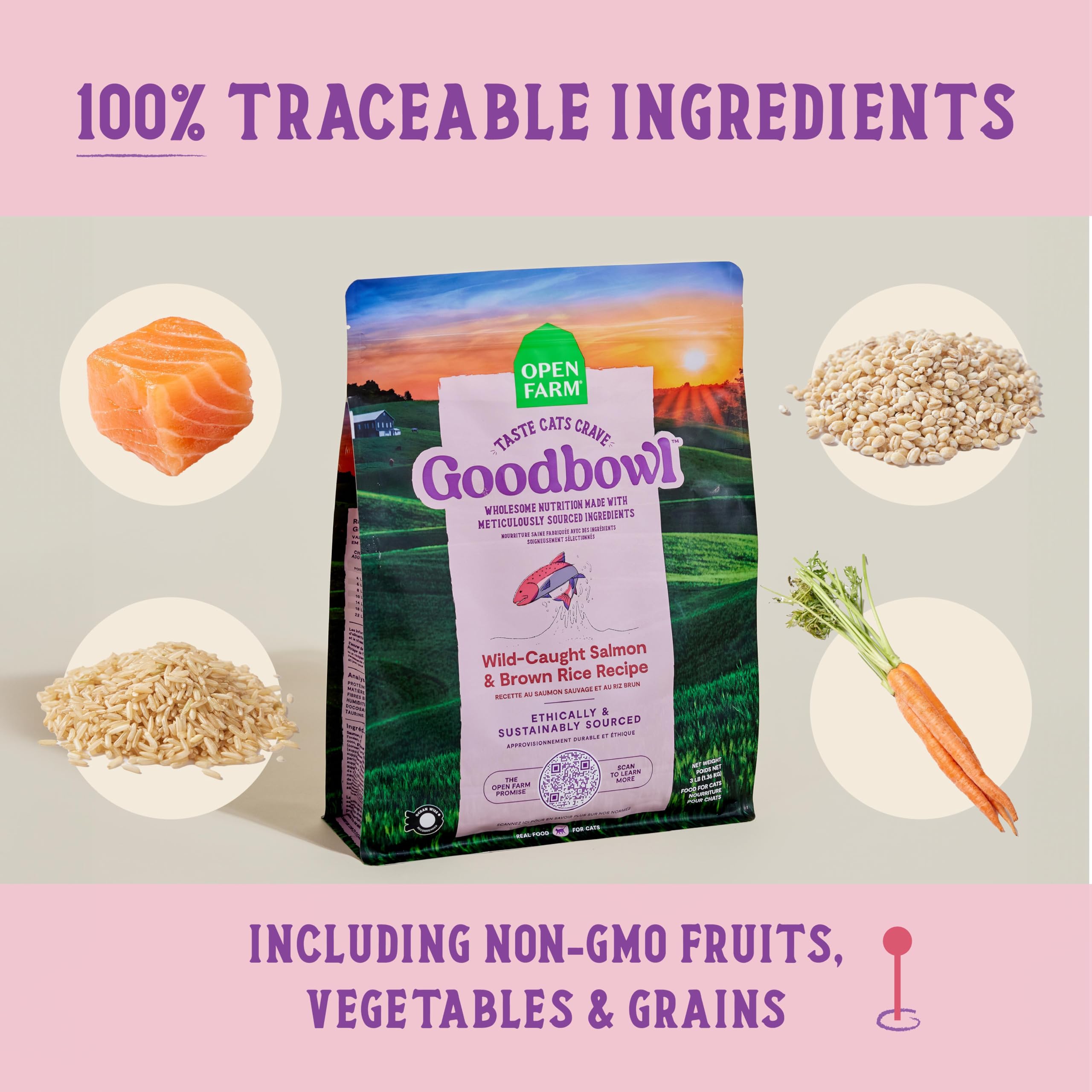 Foto 7 pulgar | Alimento Seco Para Gatos Open Farm Goodbowl Con Salmón Y Arroz Integral, 3,18 Kg - Venta Internacional.