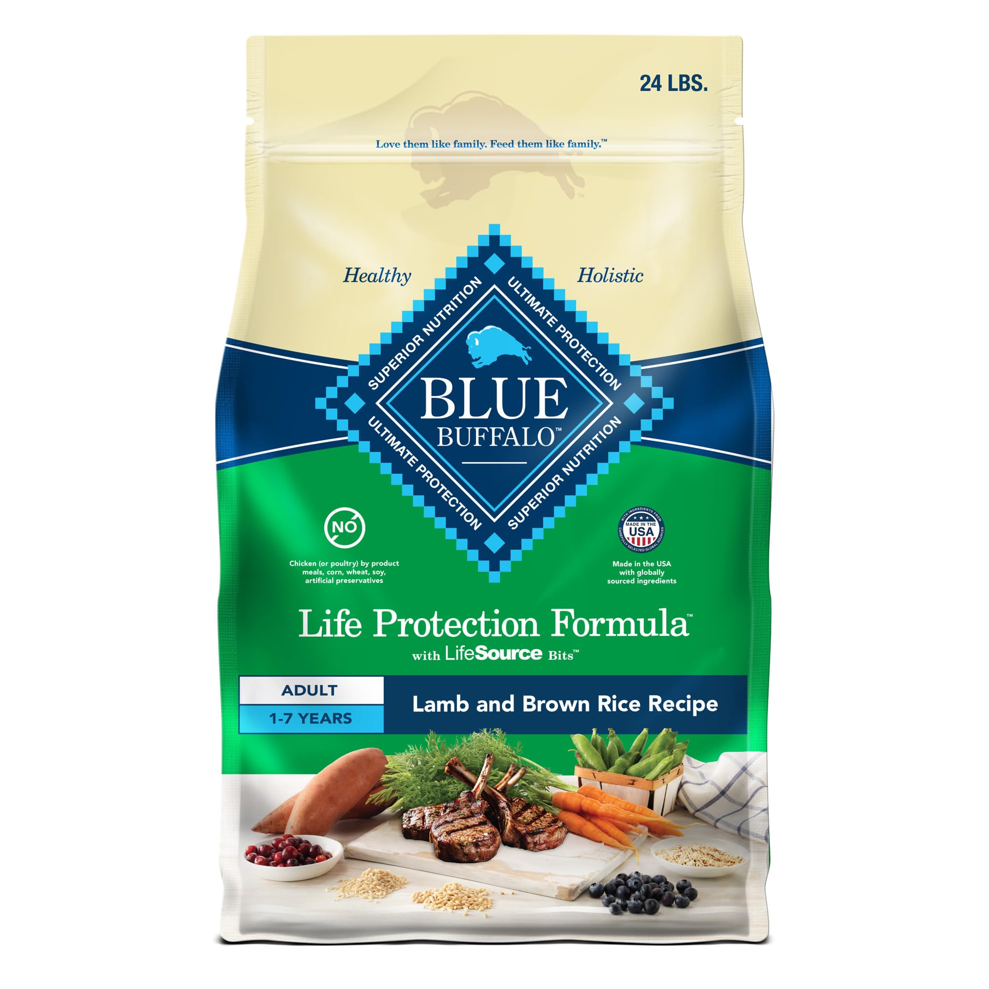 Foto 2 pulgar | Comida Seca Para Perros Blue Buffalo Life Protection Lamb, Bolsa De 24 Libras - Venta Internacional.
