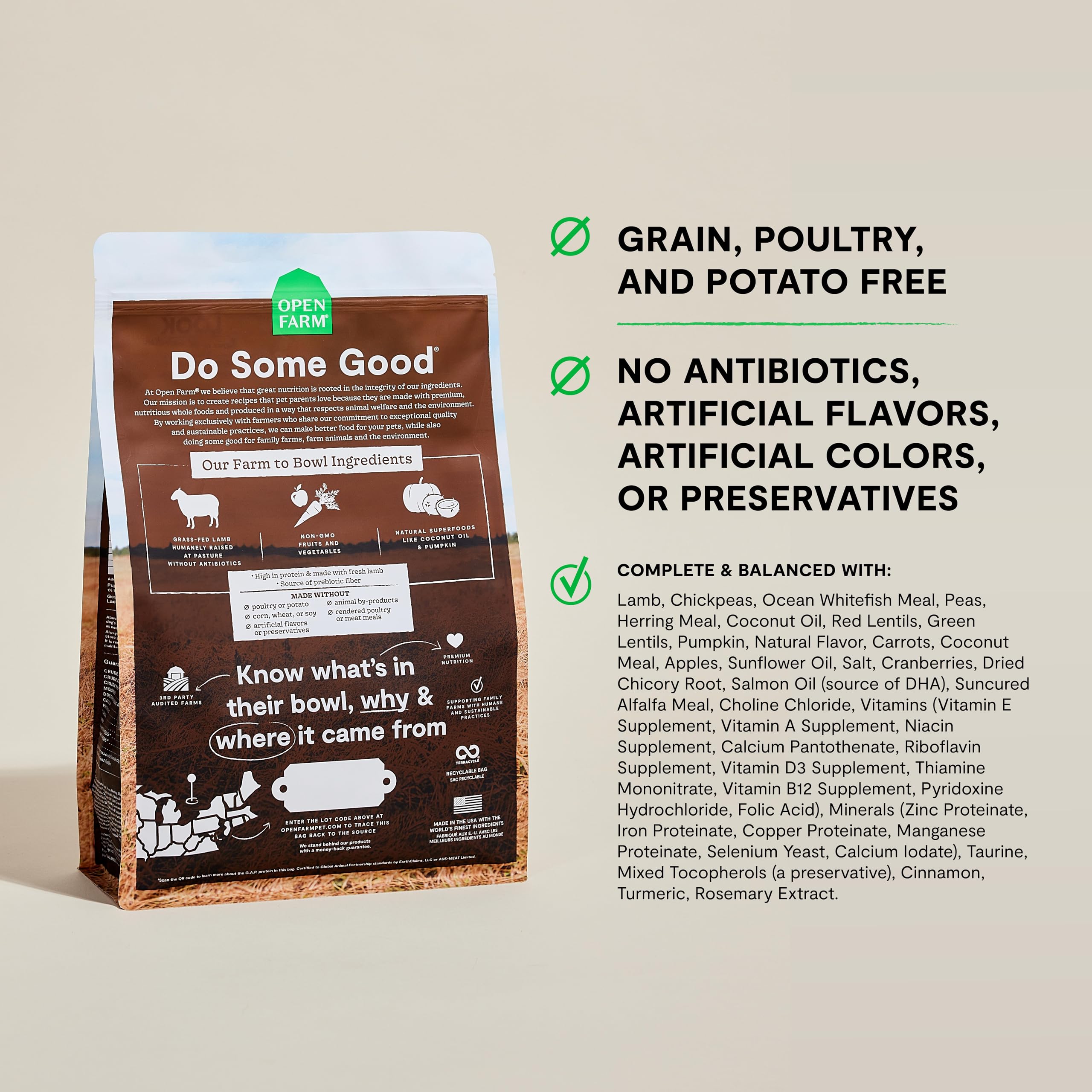 Foto 2 | Alimento Seco Para Perros Open Farm, Completo Y Balanceado, Cordero, Bolsa De 5 Kg - Venta Internacional.