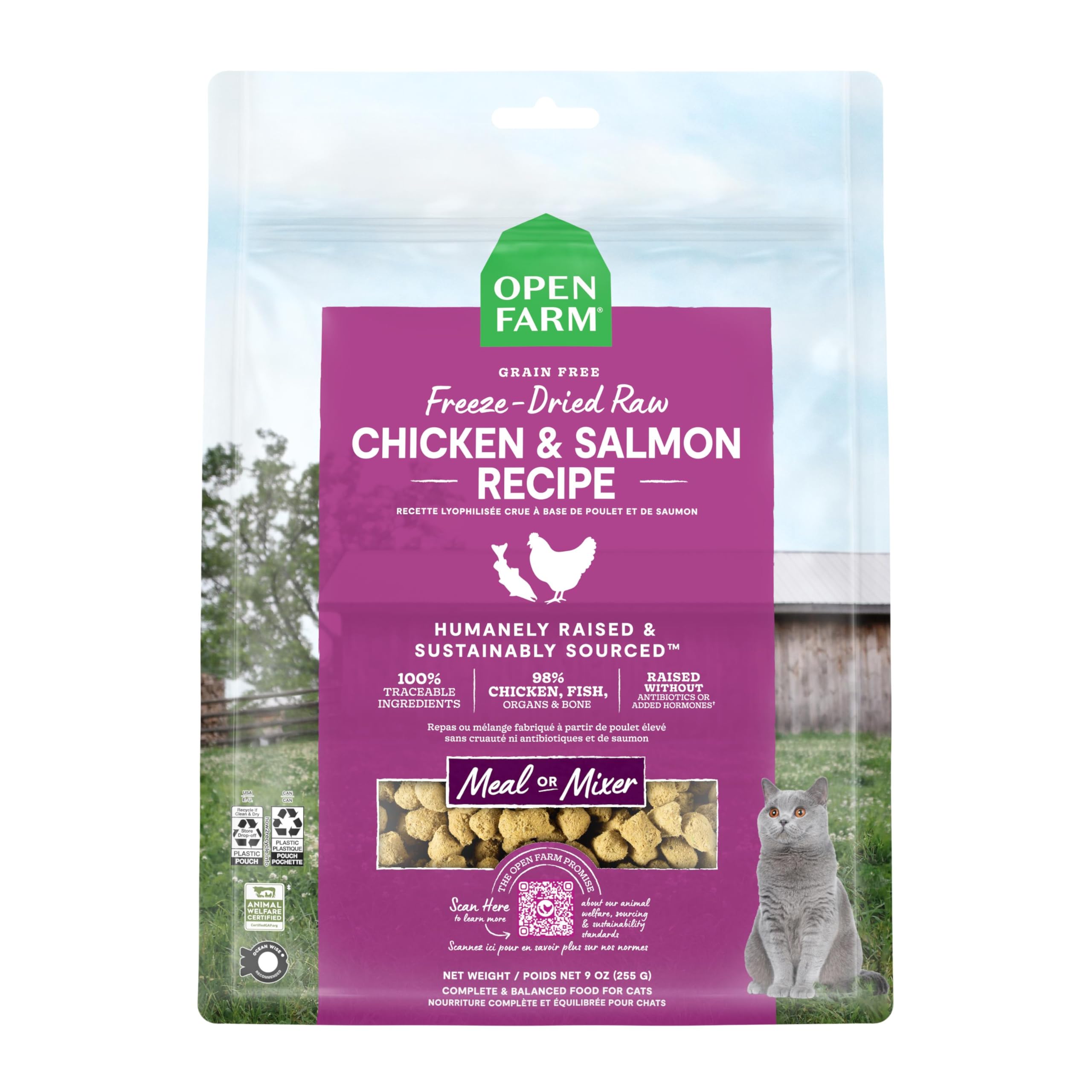 Bocados Crudos Liofilizados Para Gatos Open Farm Chicken & Salmon - Venta Internacional.