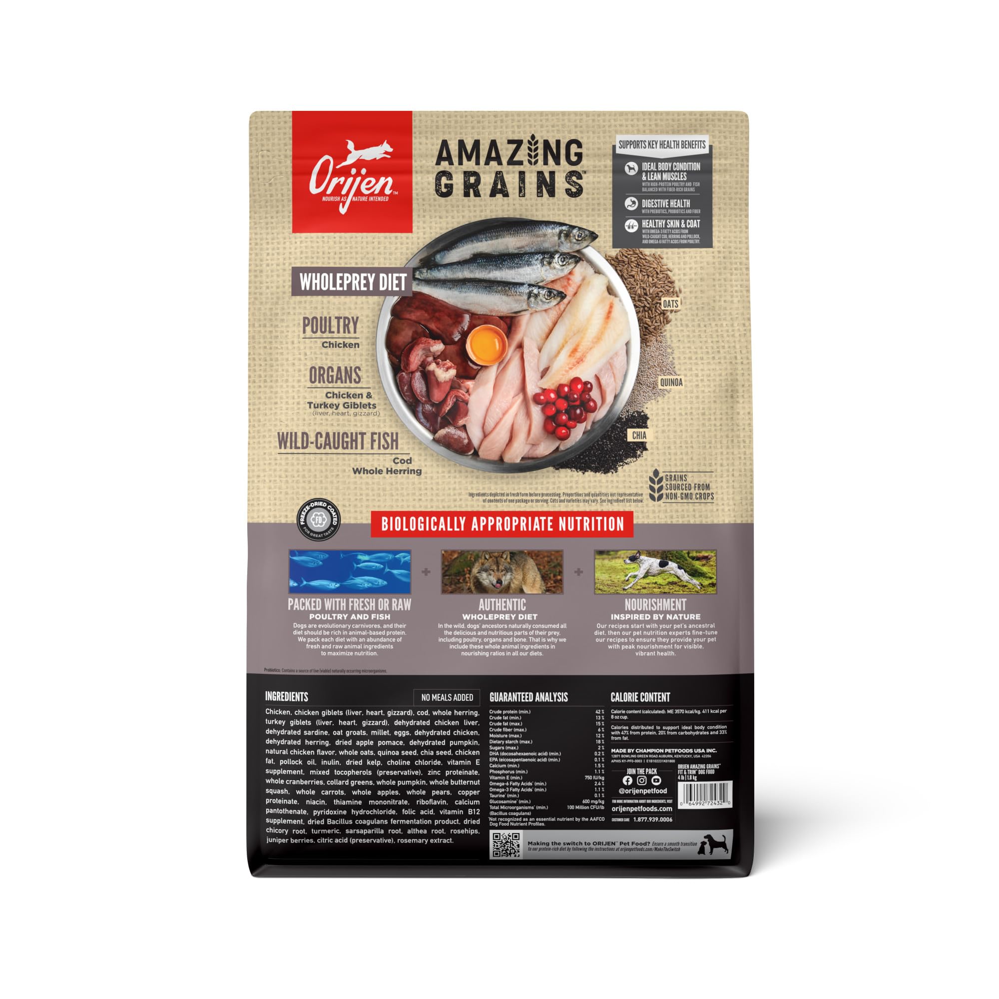 Foto 3 pulgar | Alimento Seco Para Perros Orijen Amazing Grains™ Fit & Trim 1,8 Kg - Venta Internacional.