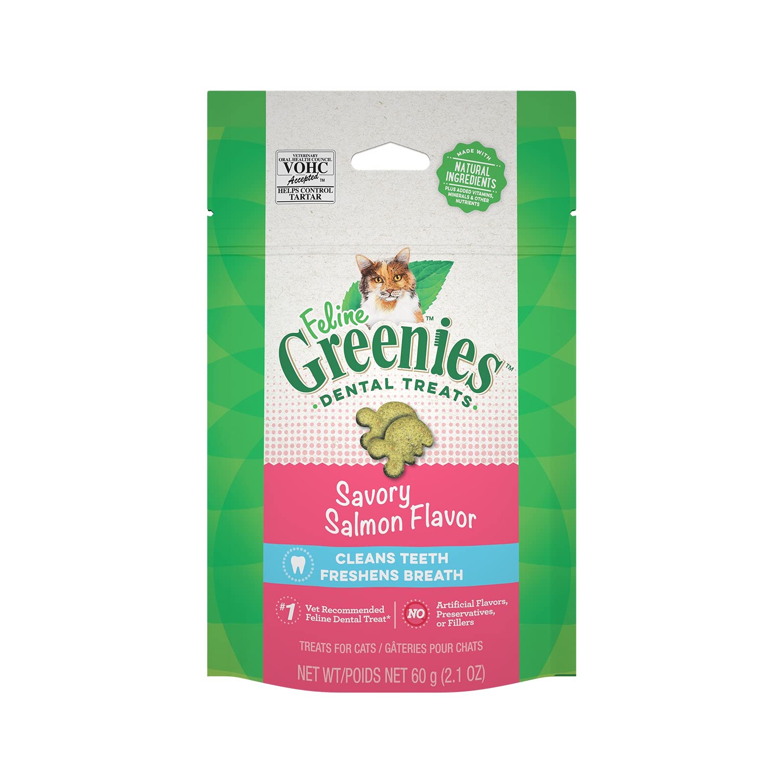 Cat Treats Greenies Natural Dental Care, Salmón, Bolsa De 60 G - Venta Internacional.