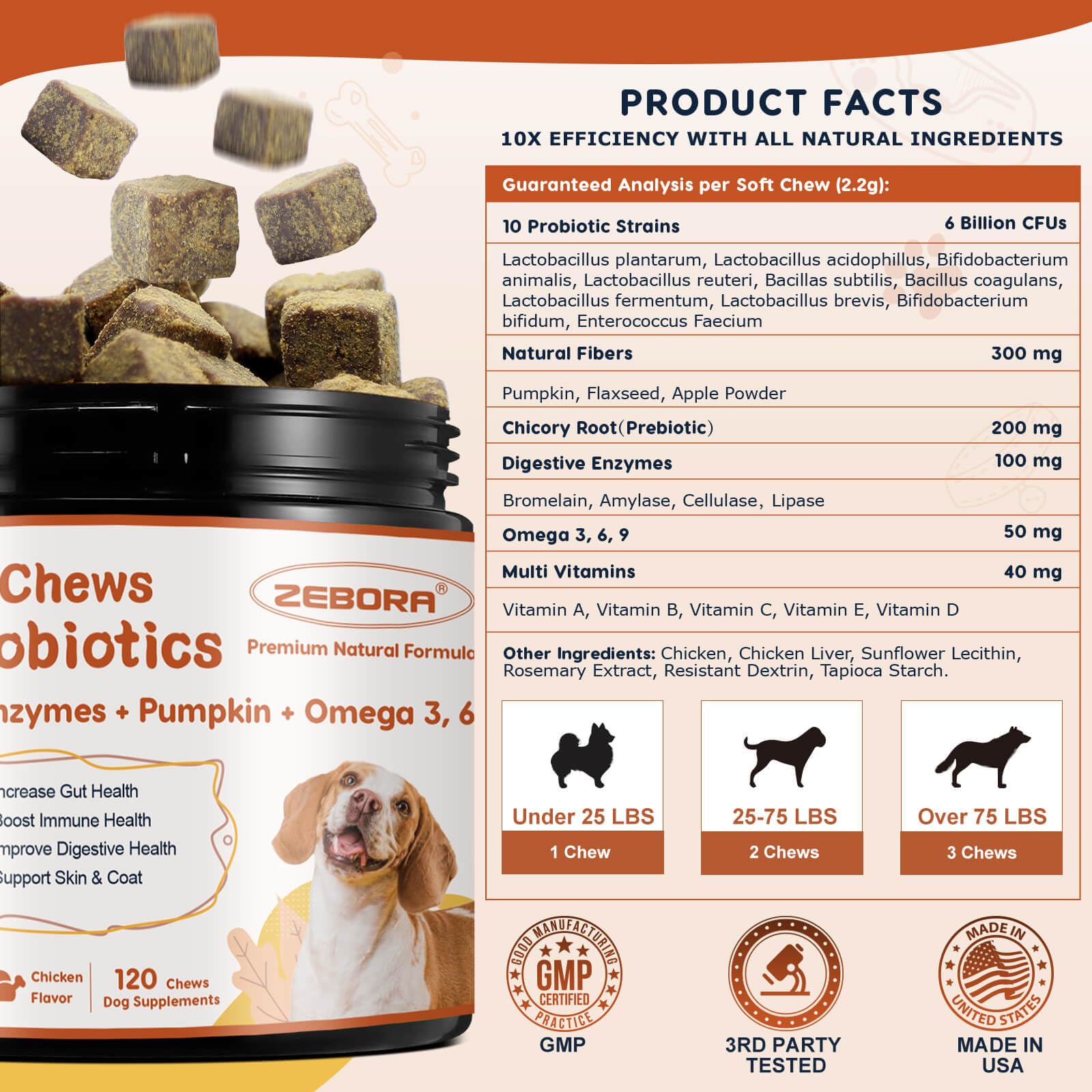 Foto 3 pulgar | Probióticos Para Perros Zebora Digestive Health +pumpkin 120 Soft - Venta Internacional.