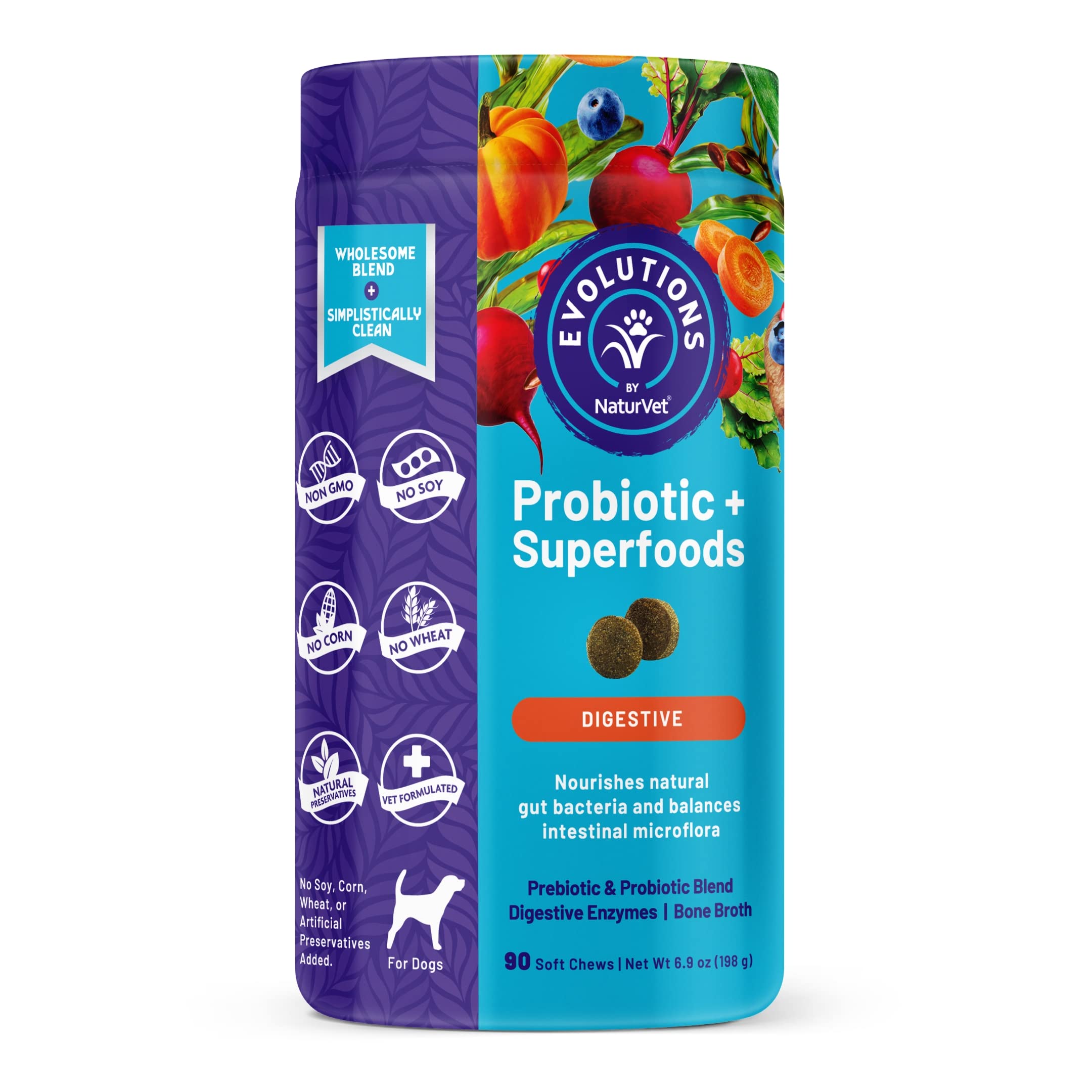 Foto 1 | Suplemento Naturvet Evolutions, Probióticos Y Superalimentos, 90 Comprimidos Masticables - Venta Internacional.